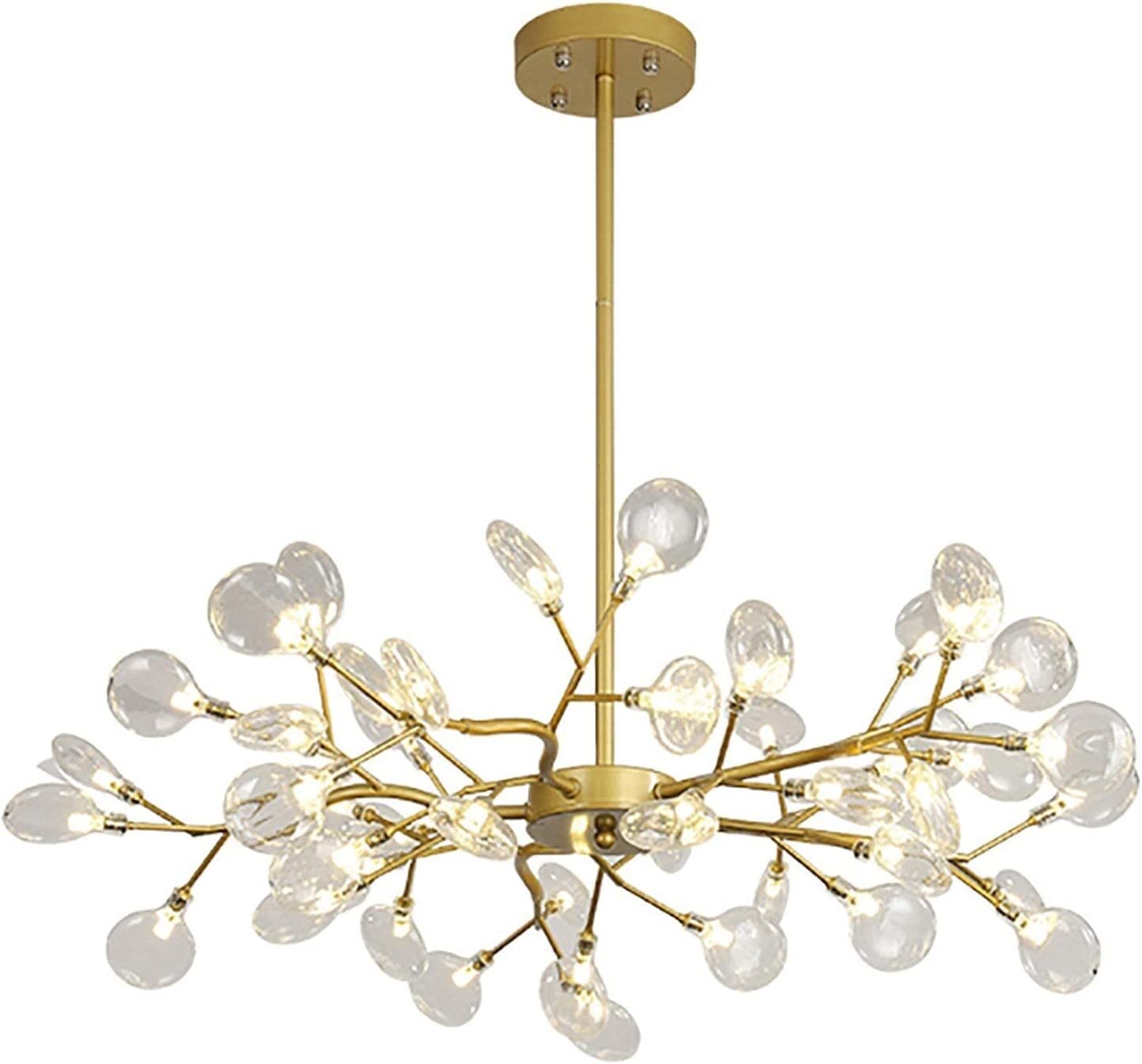 LYMSXAZOU Nordic Style Fireflies Chandeliers Led Branch Pendant Light Adjustable Hanging Lamp Ceiling Fixture with Glass Shade for Living Room Restaurant Loft Bar Farmhouse (Color : White Glass,