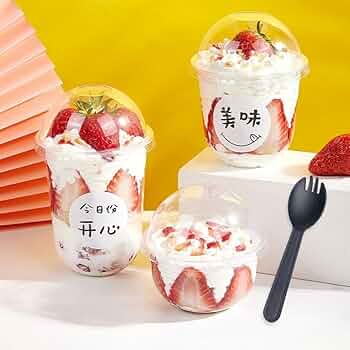 Amazon｜デザートカップ、ドーム蓋付き20/50/100パック