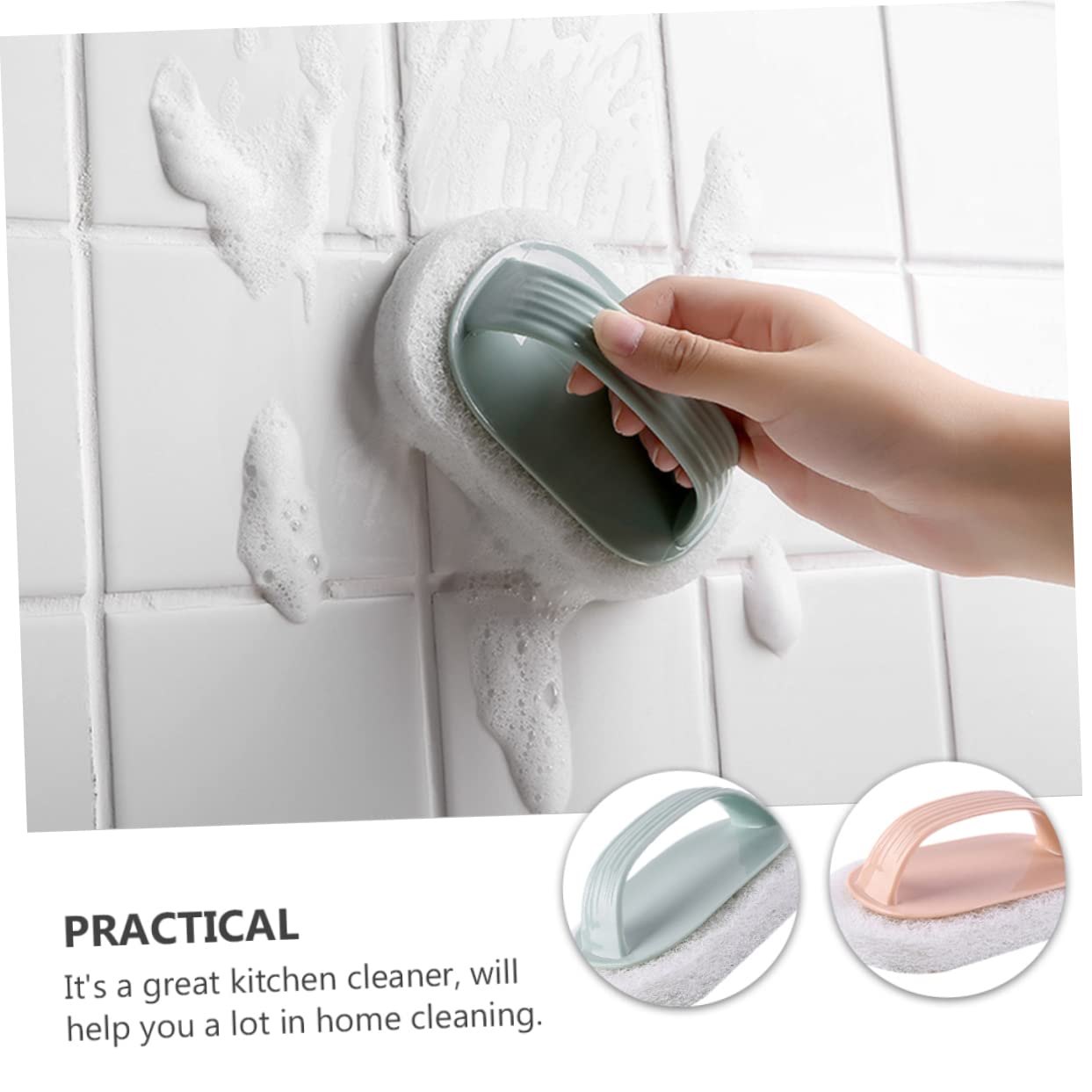 Baluue 8piezas Esponja Limpiadora De Cocina Mango Cepillo De y Desincrustante para Fregar Azulejos y Superficies Pastel