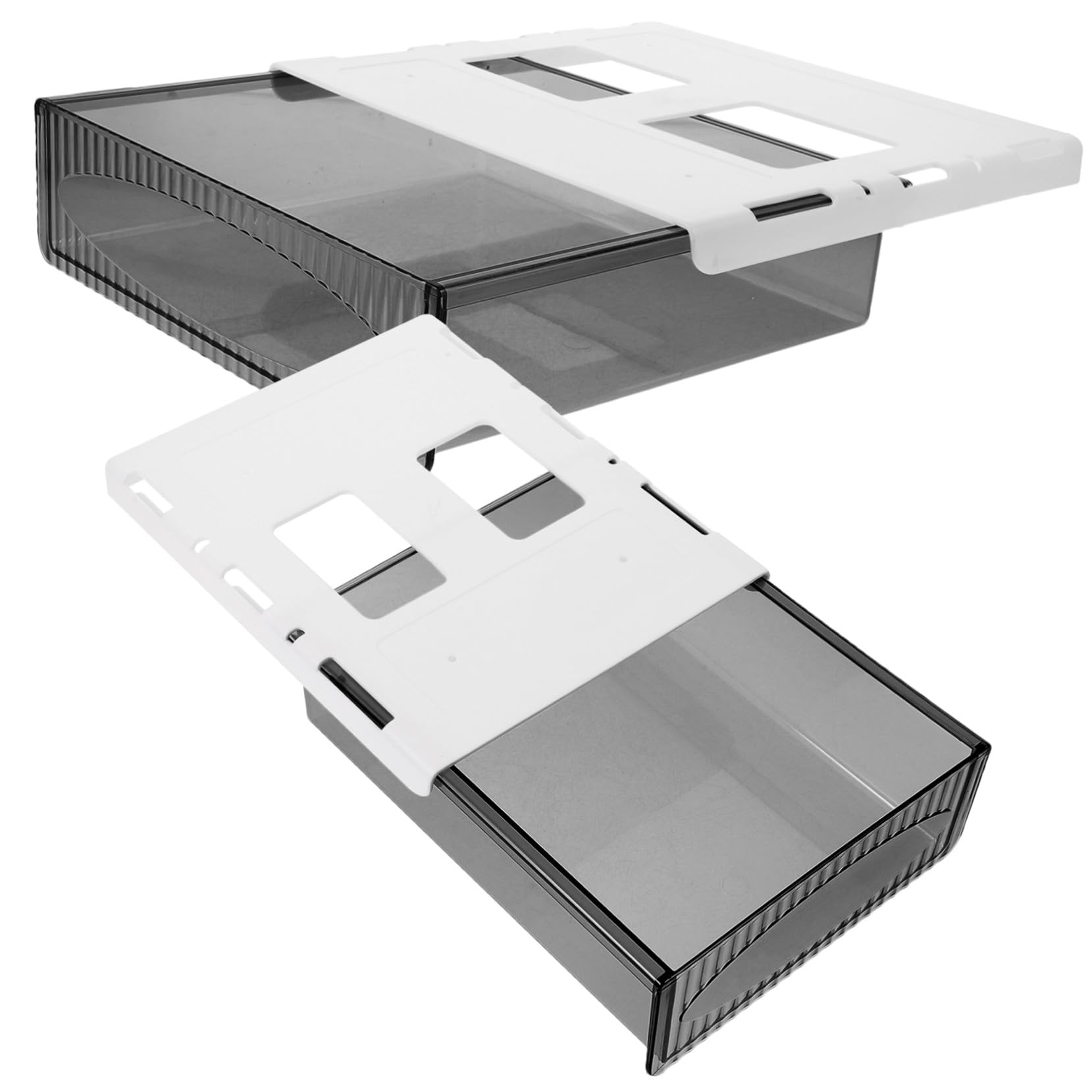 Gatuida 2pezzi Sotto Scrivania in Plastica Resistente Organizer da Ufficio Scatola Portaoggetti Cassetto Scorrevole per Casa e Ufficio