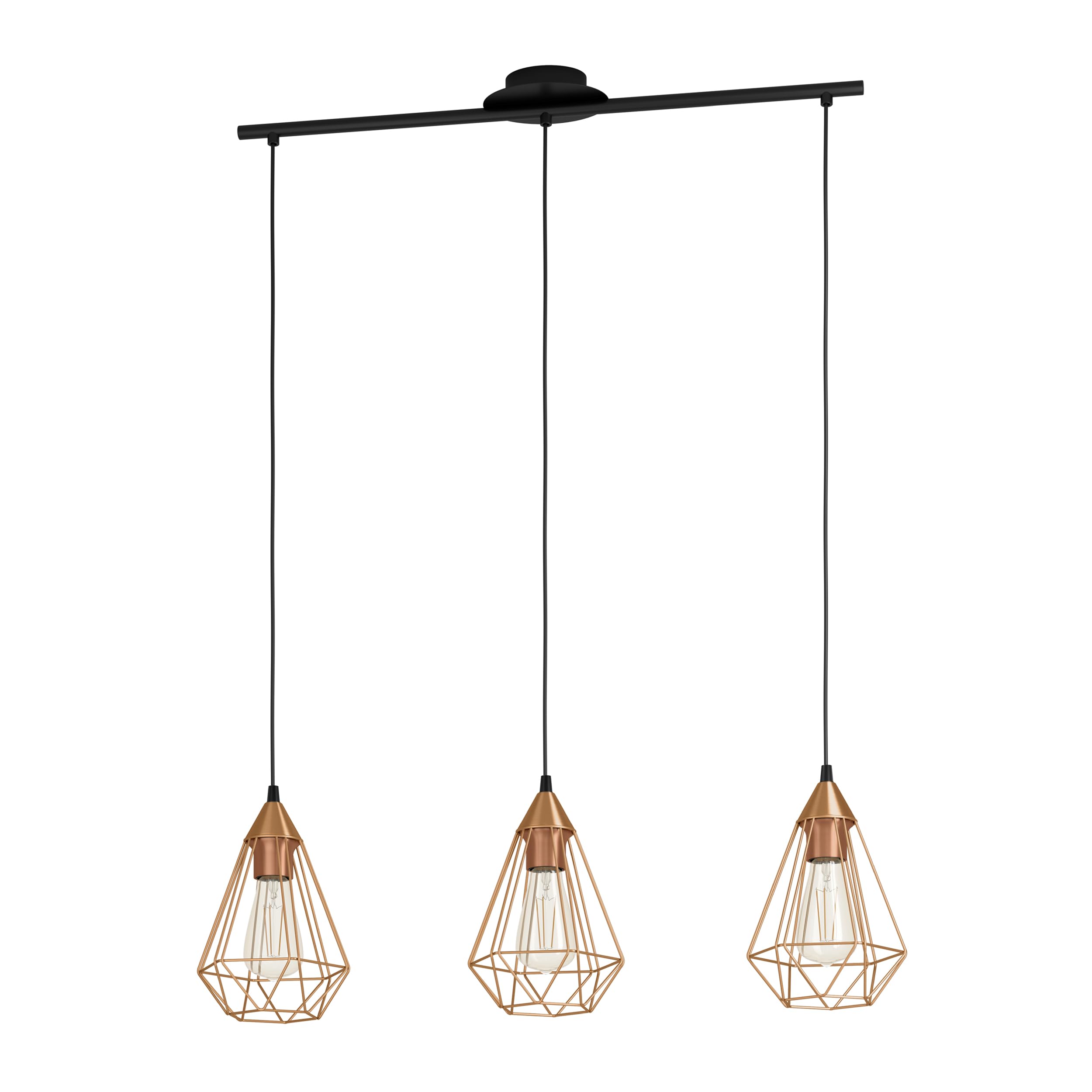 EGLO Sabinar Lampadario, lampada a sospensione a 1 luce, lampada a sospensione in acciaio e legno, colore: bianco, marrone; attacco: E27, diametro: 18 cm