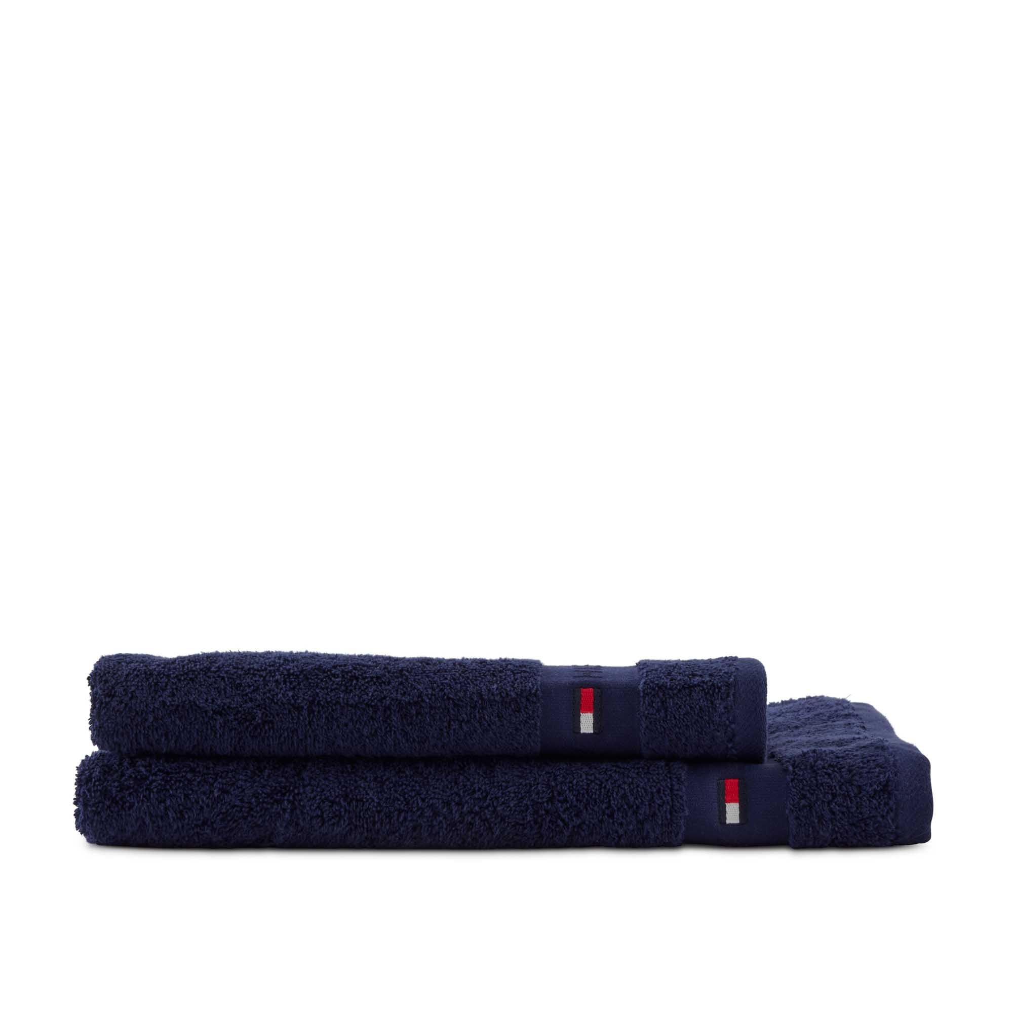 Tommy Hilfiger Legend Navy 2-Piece Bath and Towel Set 100% Pure Cotton