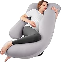 SASTTIE U-Shaped Cooling Pregnancy Pillow for Sleeping - Full Body Maternity Support with Removable Washable Cover, Light Grey