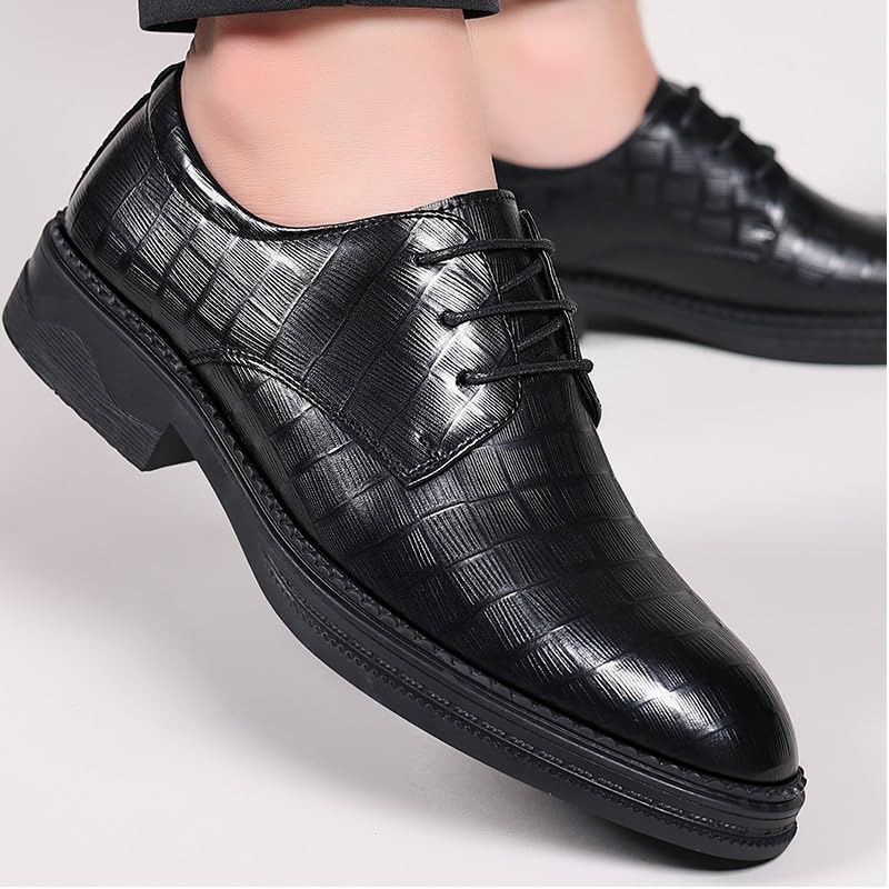 White Dress Shoes for Men Lace Up Retro Pointed Chunky Heel Business Dress Shoes Classic Business Dress Shoes(7.5)3