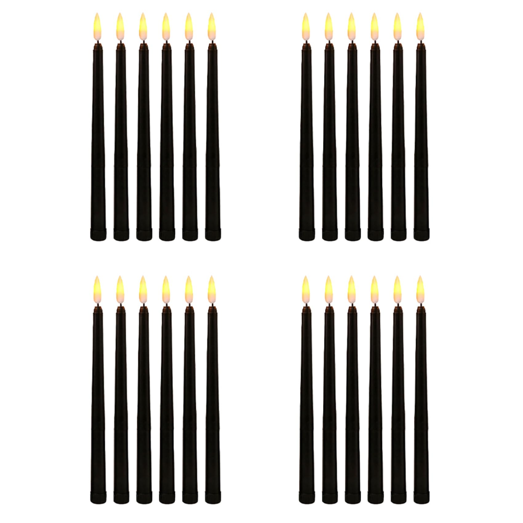 Hndhbfgrt Pack of 24 Black LED Birthday Candles,Yellow Flameless Flickering Battery Operated LED Halloween Candles