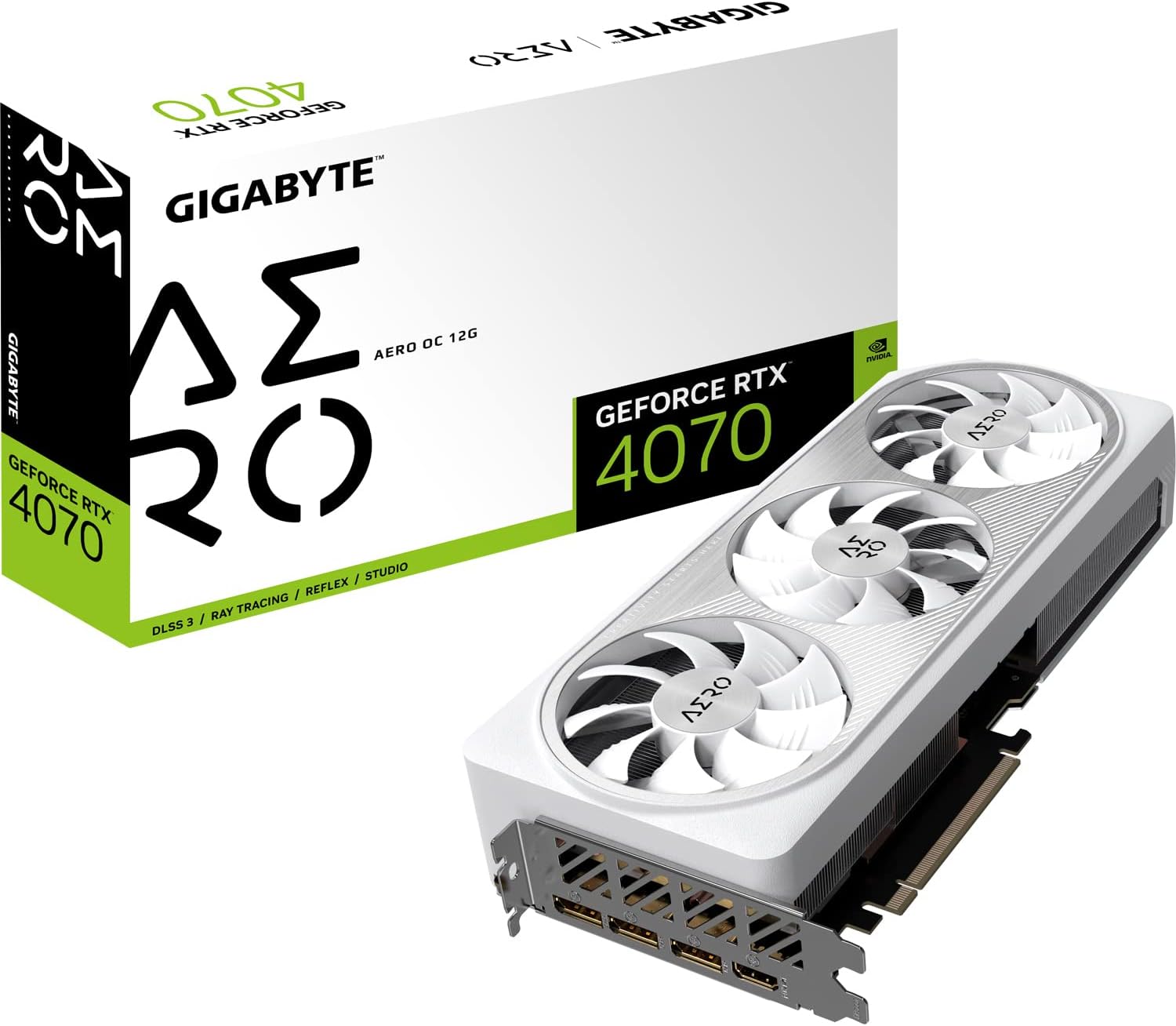 GIGABYTE GeForce RTX 4070 AERO OC 12GB Scheda grafica - 12GB DDRX6 21Gbps 192bit, PCI-E 4.0, Core 2565Mhz, DisplayPort 1.4, HDMI 2.1a, NVIDIA DLSS 3, GV-N4070AERO OC-12GD