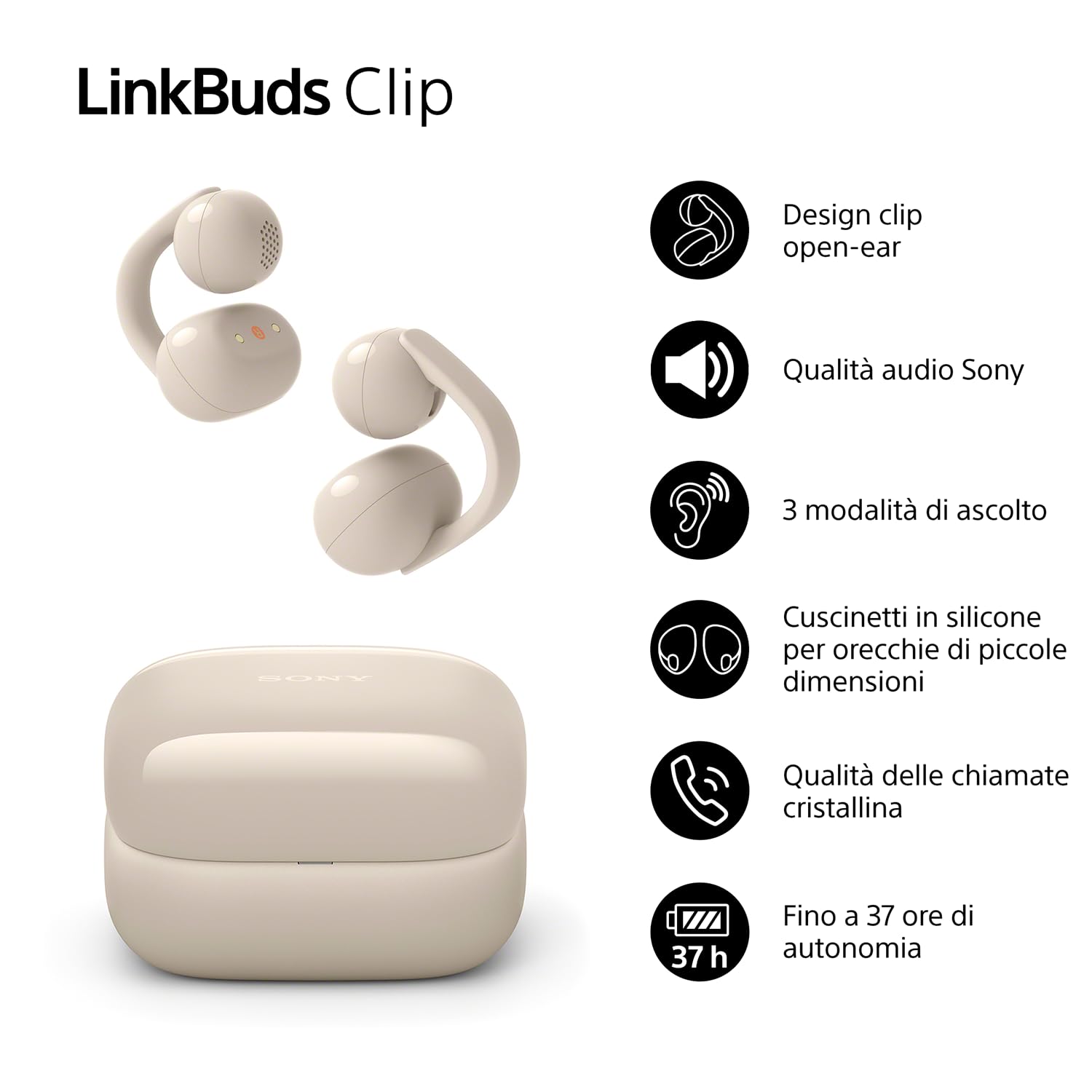 LinkBuds Open-Ear Headphone Clip Greige - Dettaglio