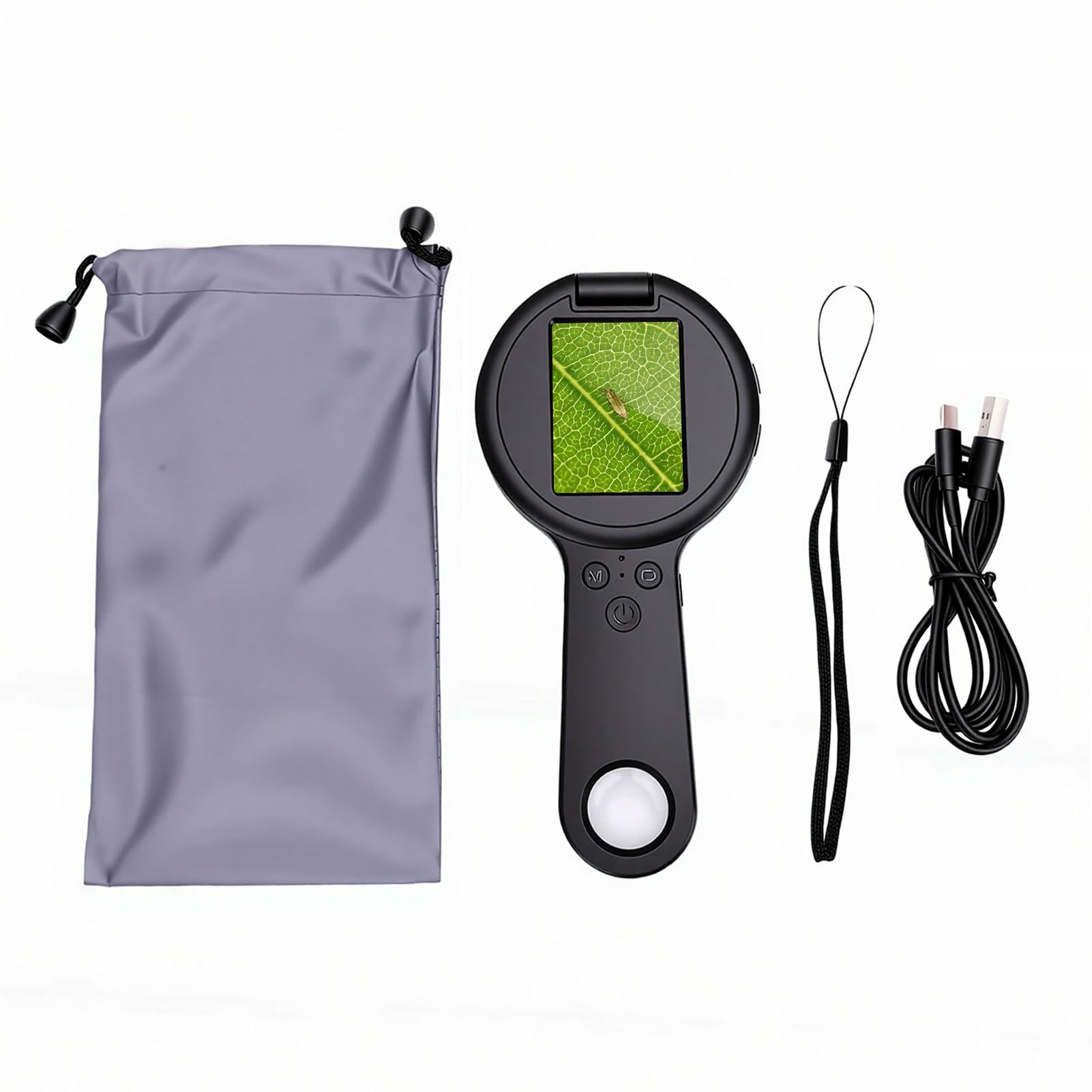 Karlak Lupa Digital de Mano con Aumento de 500x Ultra Alta Claridad para Observación la Naturaleza Evaluación Joyas Pantalla 2,4" (Negra)