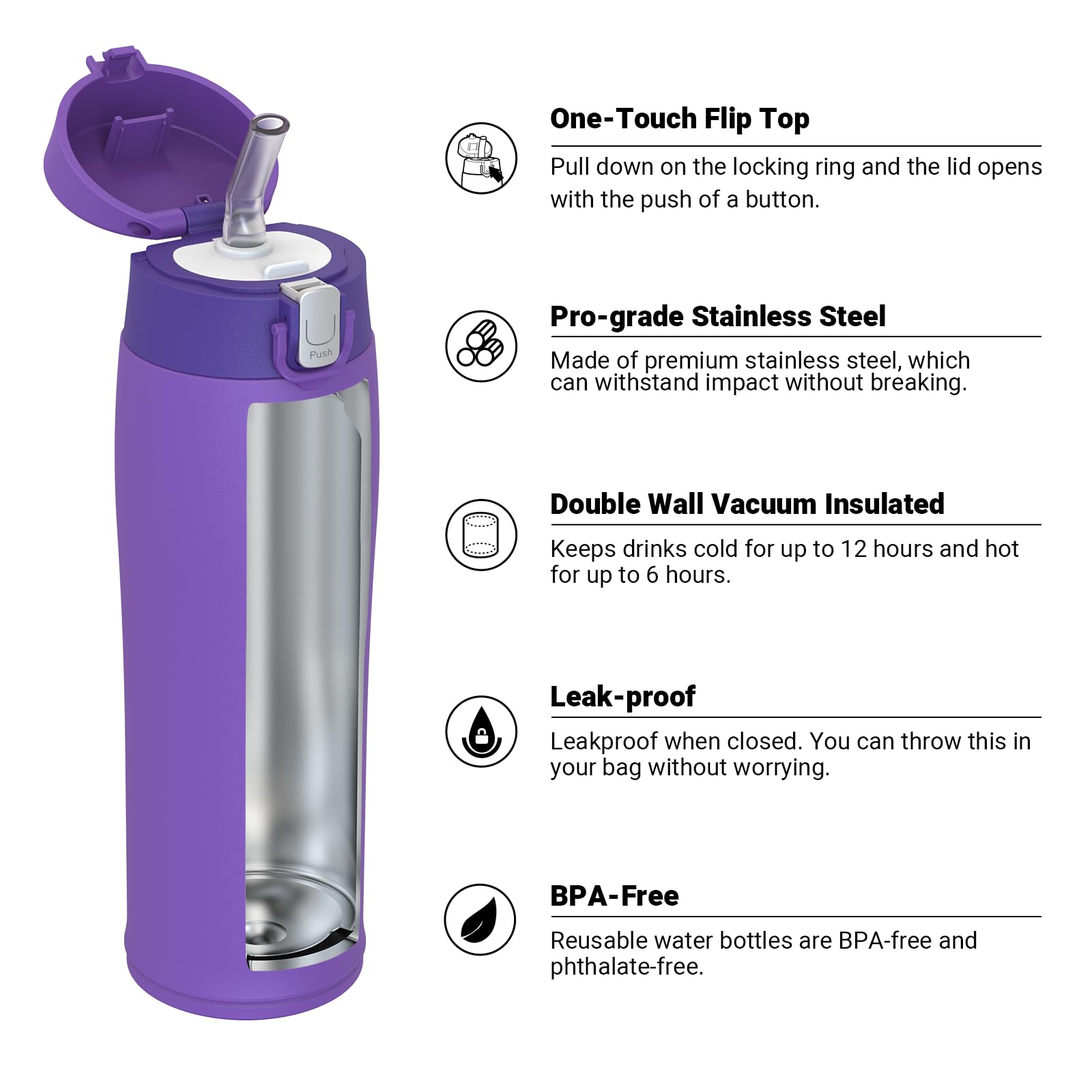 Super Sparrow Borraccia Termica Cannuccia, Borraccia in Acciaio Inox - 350ml, 500ml, 750ml, 950ml - Senza BPA Tazza Borracce Termiche, Bottiglia Termica per Bambini, Scuola, Sportiva