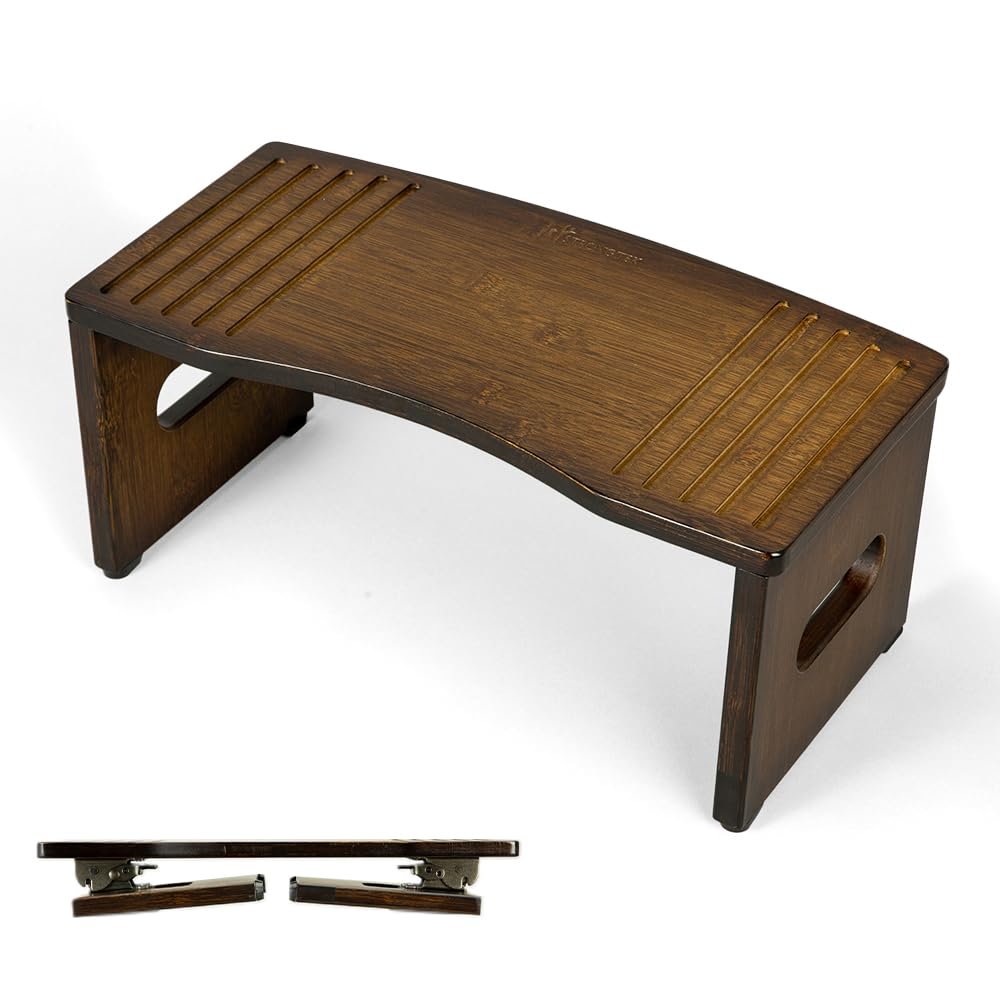 StrongTekFoldable Bamboo Toilet Stool, Non-Slip Stool for Adults, 7.5 Inch High Stool for the Toilet, Durable Squatting Aid for Pooping, Easy to Store