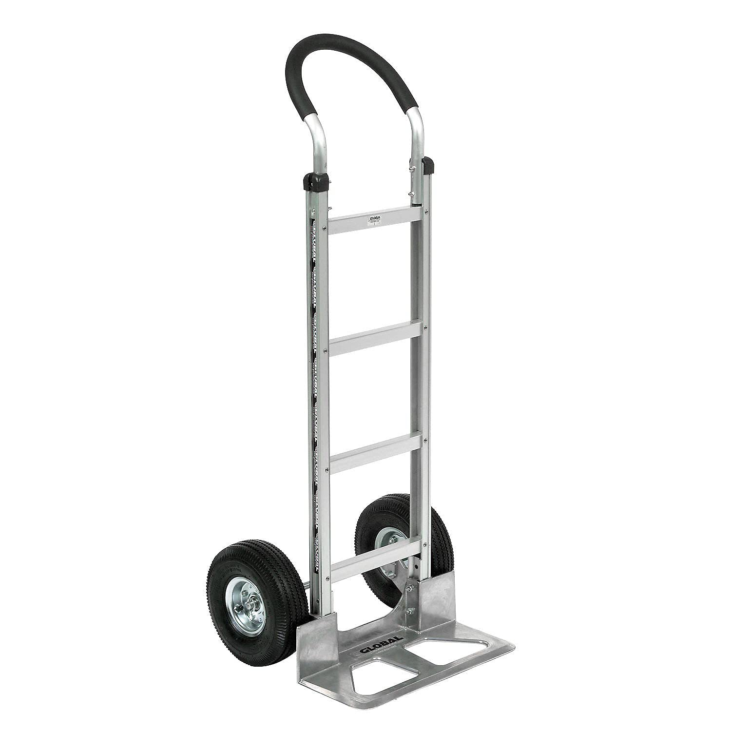 Aluminum Hand Truck Curved Handle by Global Industrial – 40"L x 21"W x 51"H, Aluminum, Gray, Model 168259