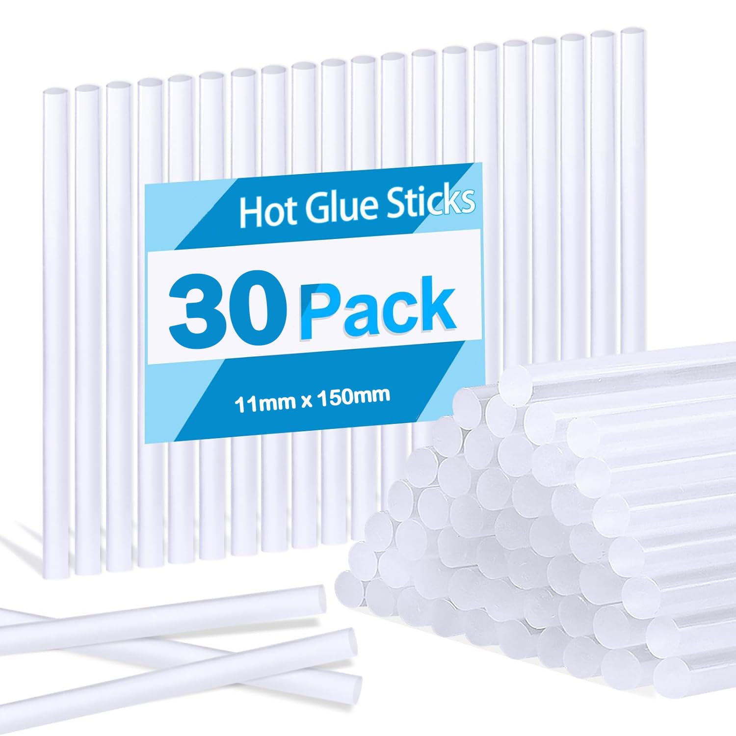 Pegamento de Barra Silicona Caliente 11mm x 150mm,30pz Barras de Pegamento Caliente Transparente Barras de Silicona Termofusible Pegamento para Pistola de Pegamento Termofusible Manualidades