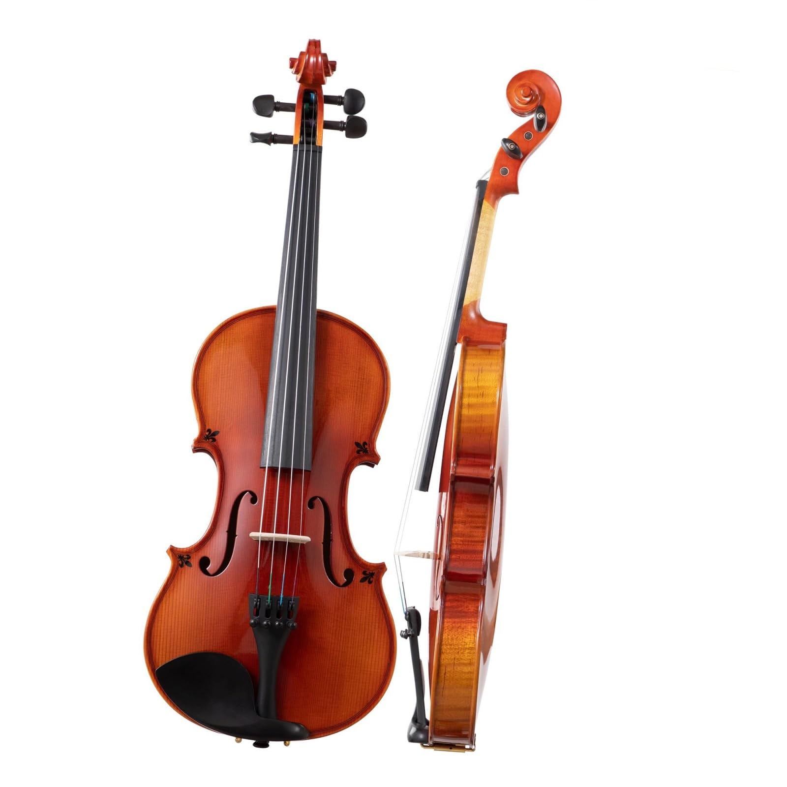 Violín Artesanal Rojo Violín Principiantes | Diseño floral pintado a mano; accesorios incluidos.(4-4)