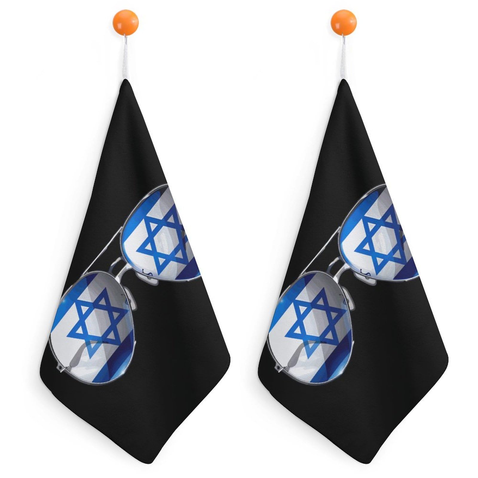 Kwqdozf As Pic Flag Israel Glasses Towels Soft Hand Towels Highly Absorbent Towels Cleaning Cloth For Car, Household, Kitchen, Window 2Pcs