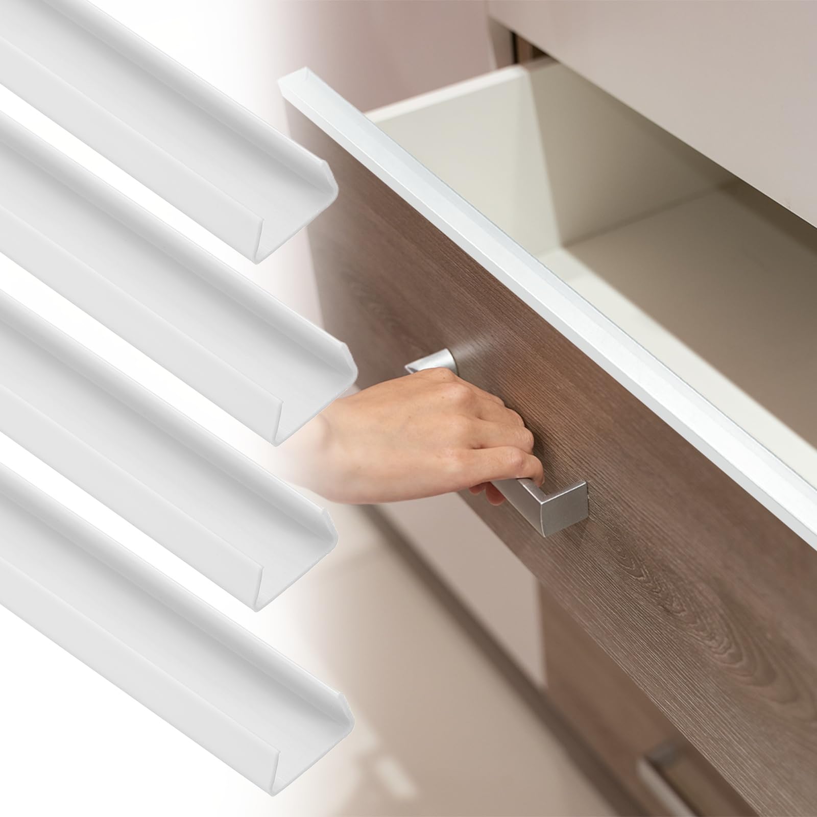 Protection de bord de tiroir en PVC blanc uxcell | Lot de 4 protections de porte d'armoire de cuisine