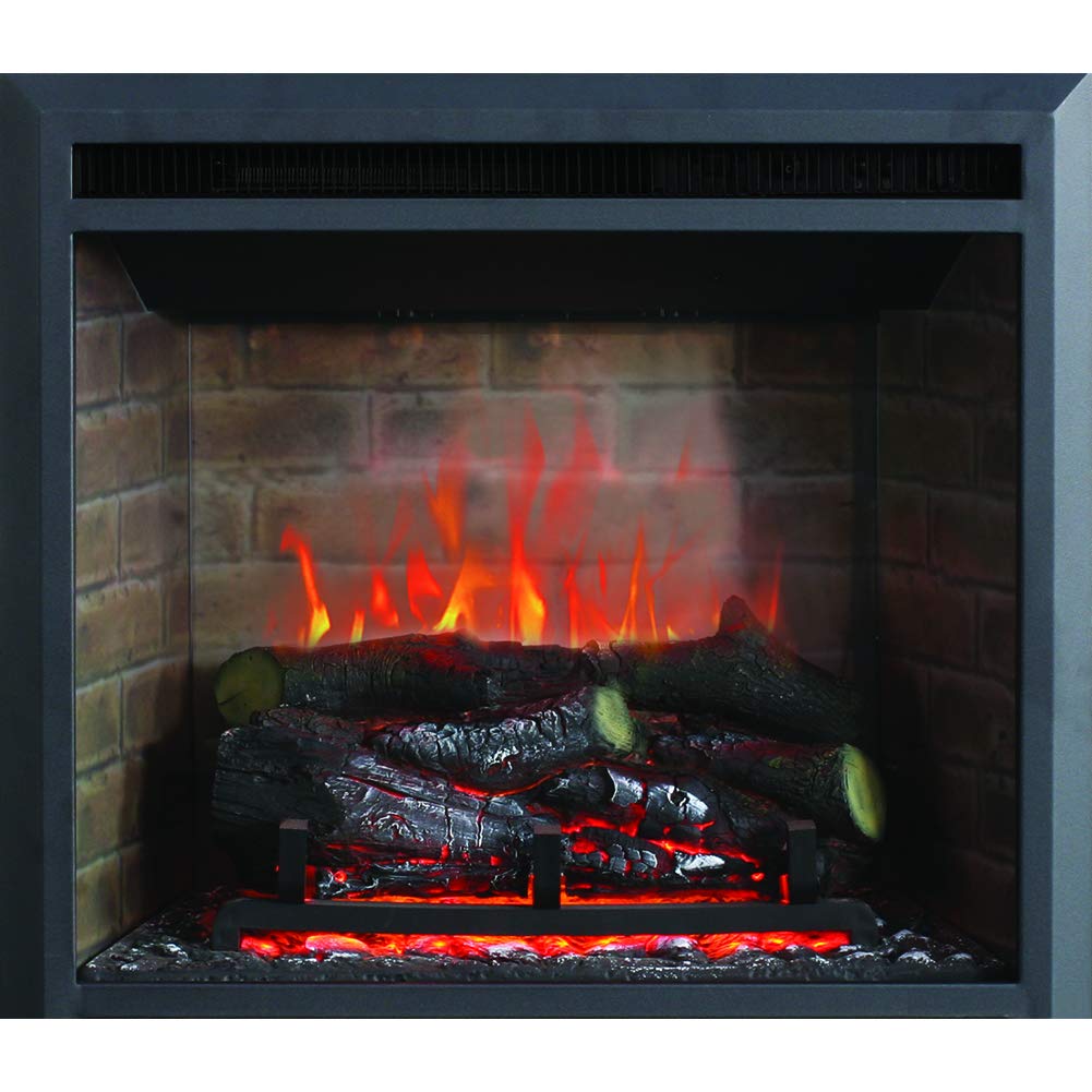 Gavin 23 Inches Electric Fireplace Insert with Log Speaker, Designed for Stud, Wood Burning Opening, Cabinet & Wood Mantel, Remote Control, 750/1500W, Black