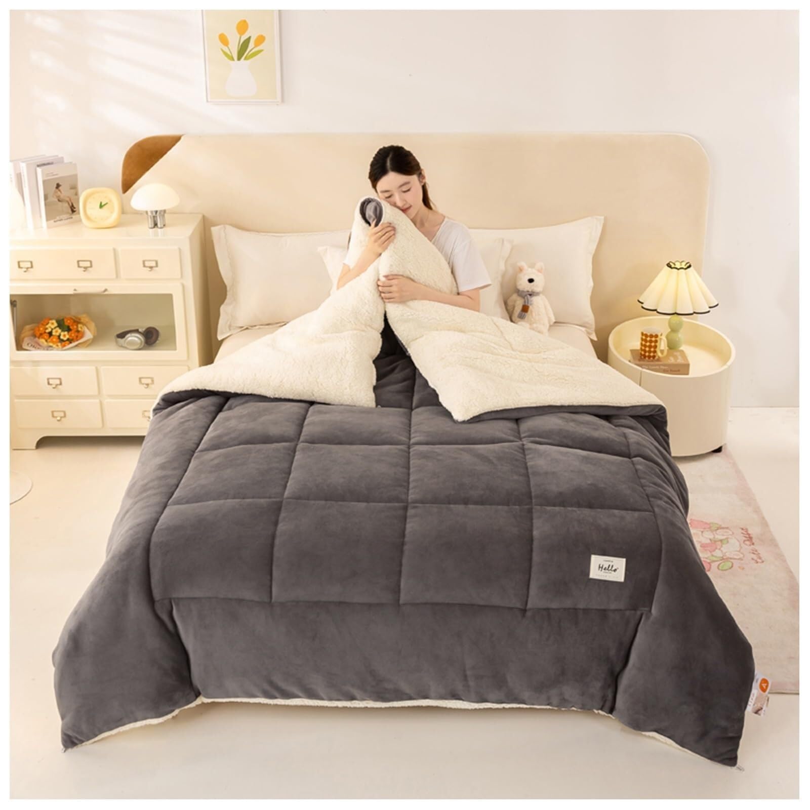 Super Soft Thickened Warm Lamb Quilt Winter Blanket, Breathable Fluffy Plush Double Sided Velvet Blanket for Cold Weather(Color10,150x200cm(3.5KG))