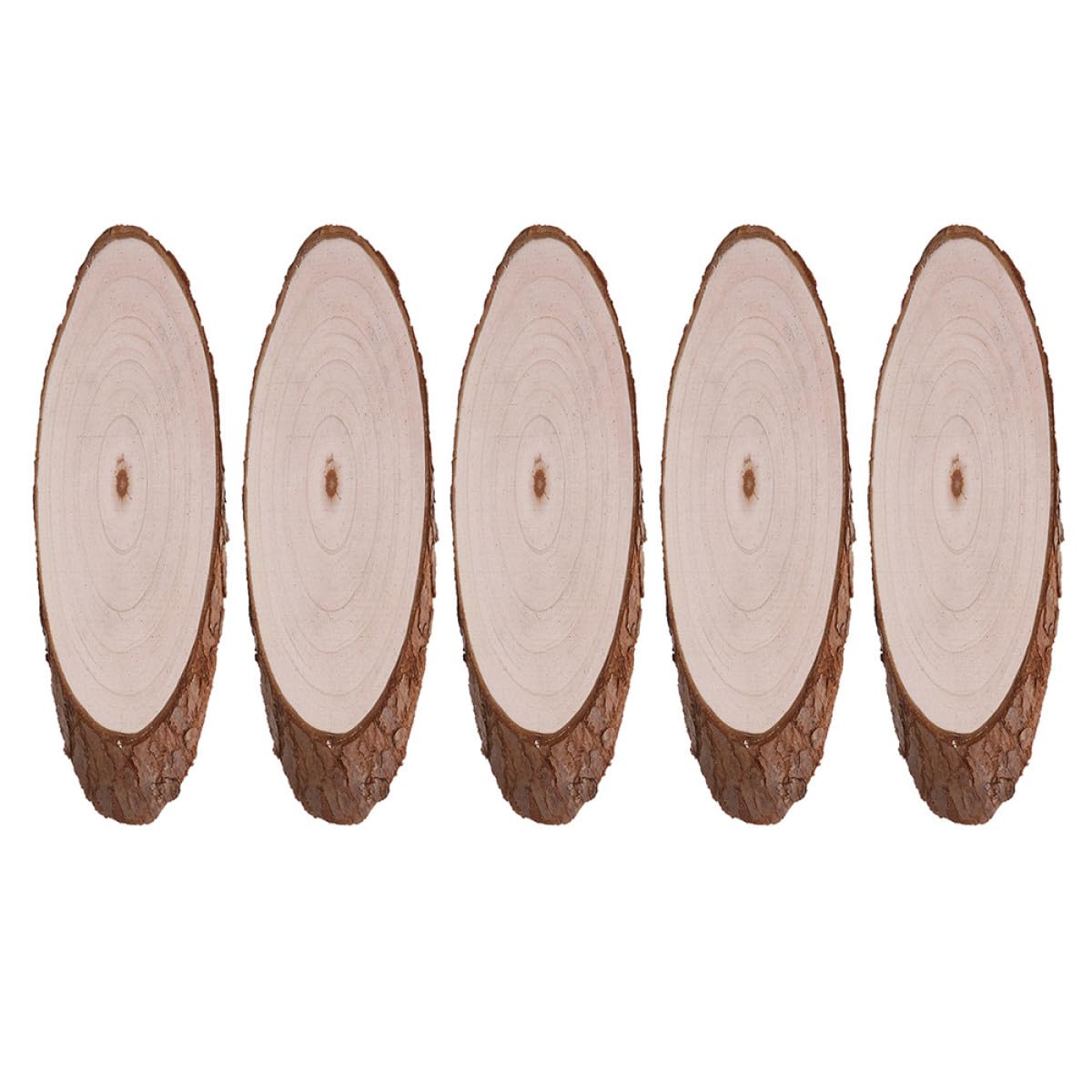 Zerodeko 5 Pezzi Fette di Legno Ovale Naturale per Decorazioni Fai da Te, Materiale Legno Beige Non Finito per Lavoretti Artigianali su Pareti e Finestre