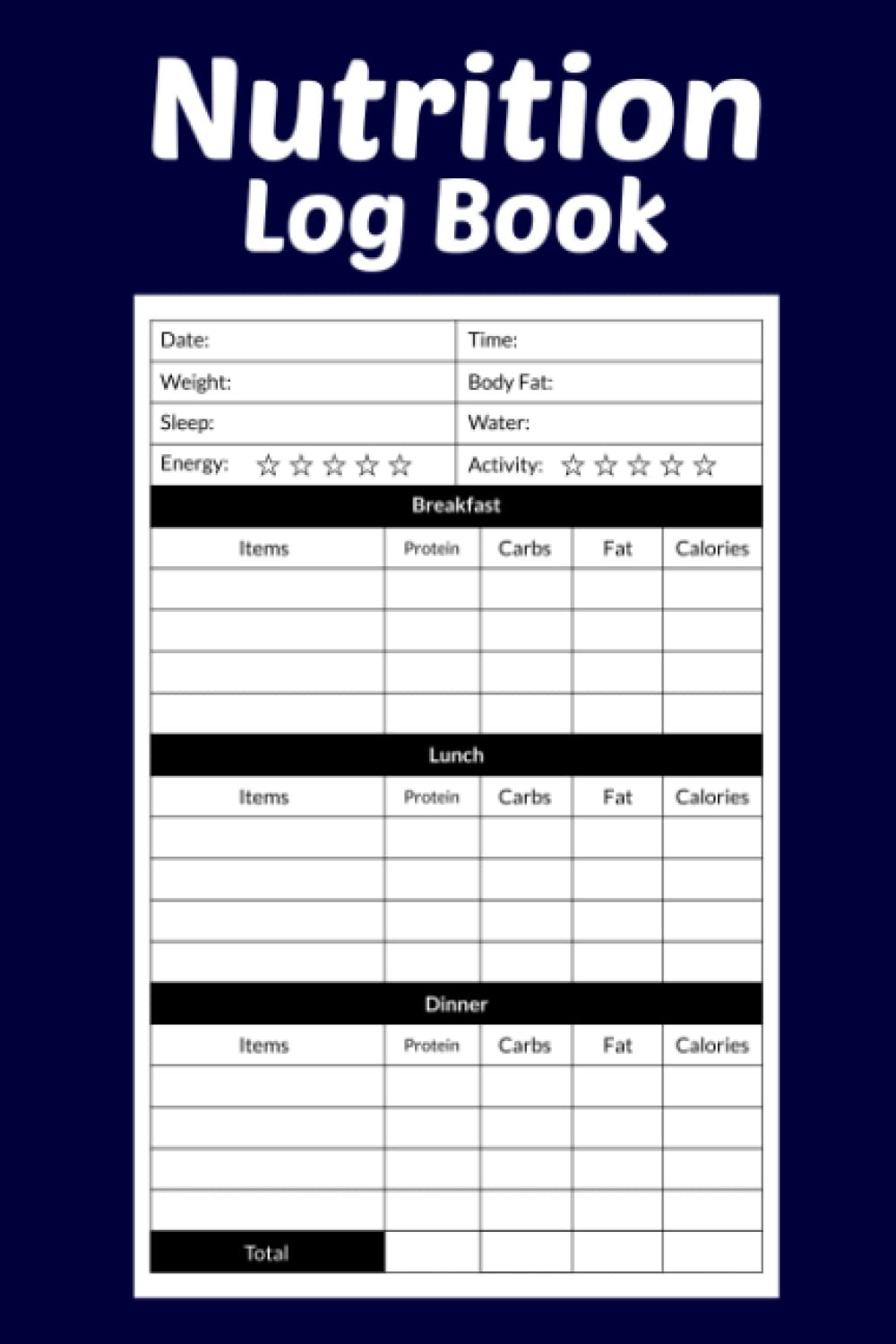 Buy tion Log Book Daily Track Your Calories, Carbohydrates, Protein
