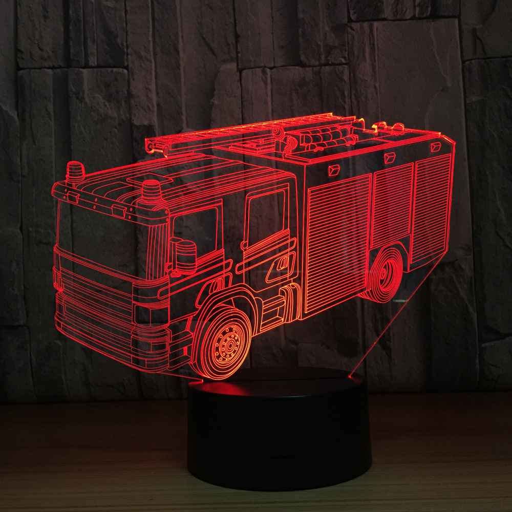Illusion Optique 3D Camion Nuit Lampe Art Déco Lampe Lumières LED Décoration Lampes Touch Control 7 Couleurs Change Veilleuse USB Powered Enfants Cadeau Anniversaire Noël Cadeaux