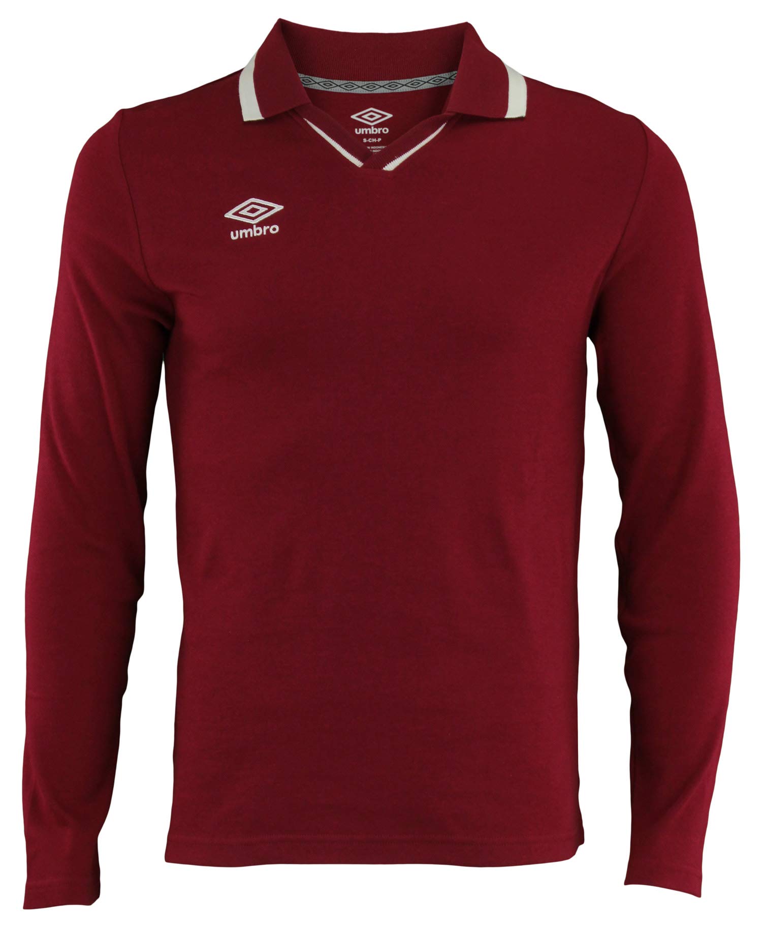 Umbro Mens Johnny Collar Top Maroon/White Size XXL