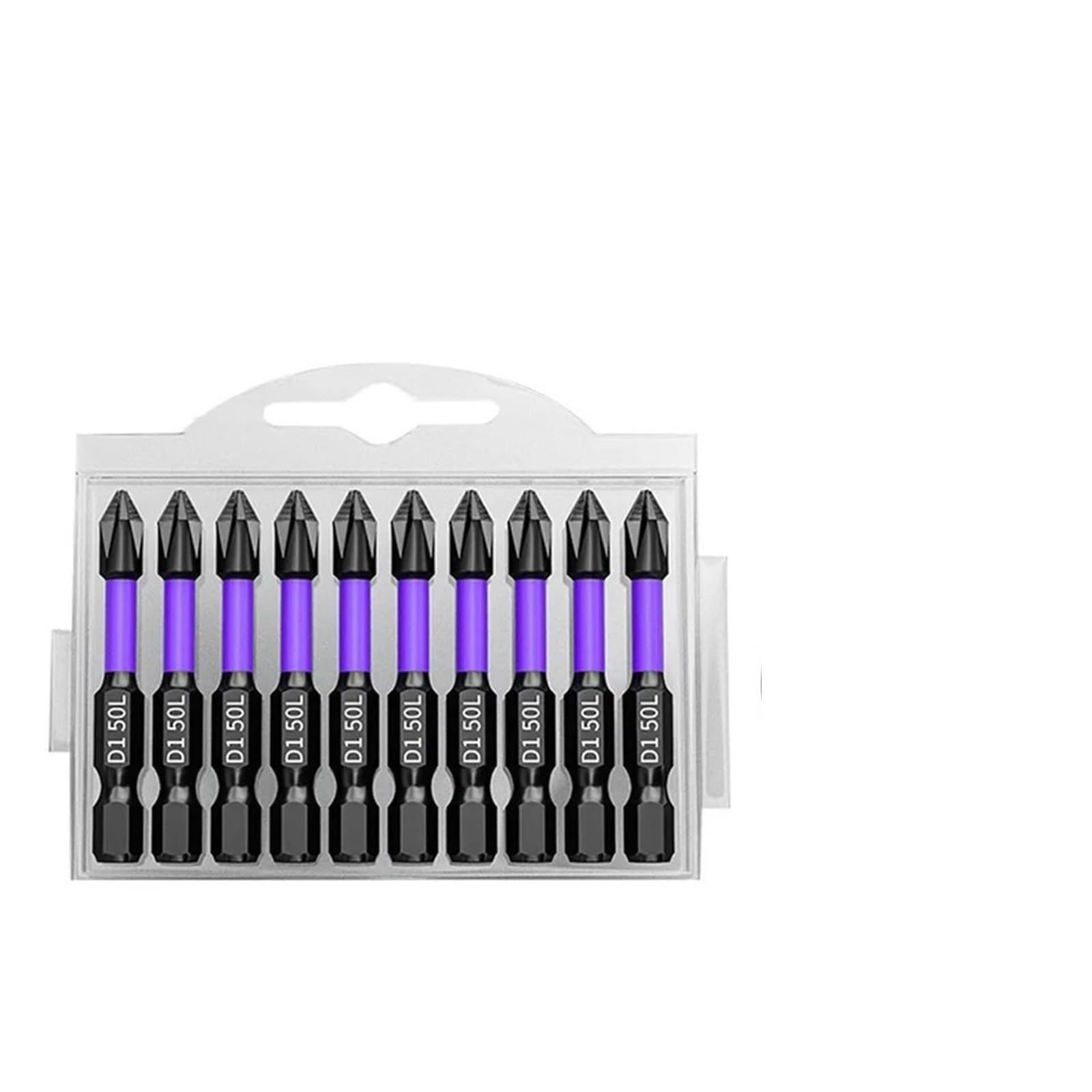Eretyret One Color Non-Slip Impact Batch Head Strong Magnetic Cross High Torque Hardness Screw Waterproof Ph2 Screwdriver Bits Set Easy To Carry(10Pcs 50Mm)