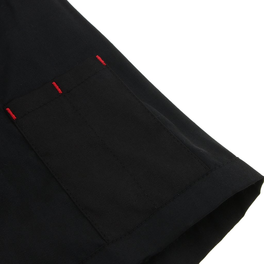 Sharplace Uniforme Chef Blouse de Cuisinier Sergé Veste de Cuisinier Unisexe Manches Courtes, Rouge/Noir/Blanc, M-3XL