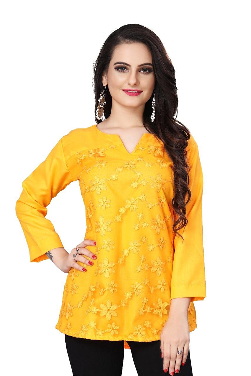 shree laxmi fashion Women's Cotton Fancy Top (Yellow)-picture-51