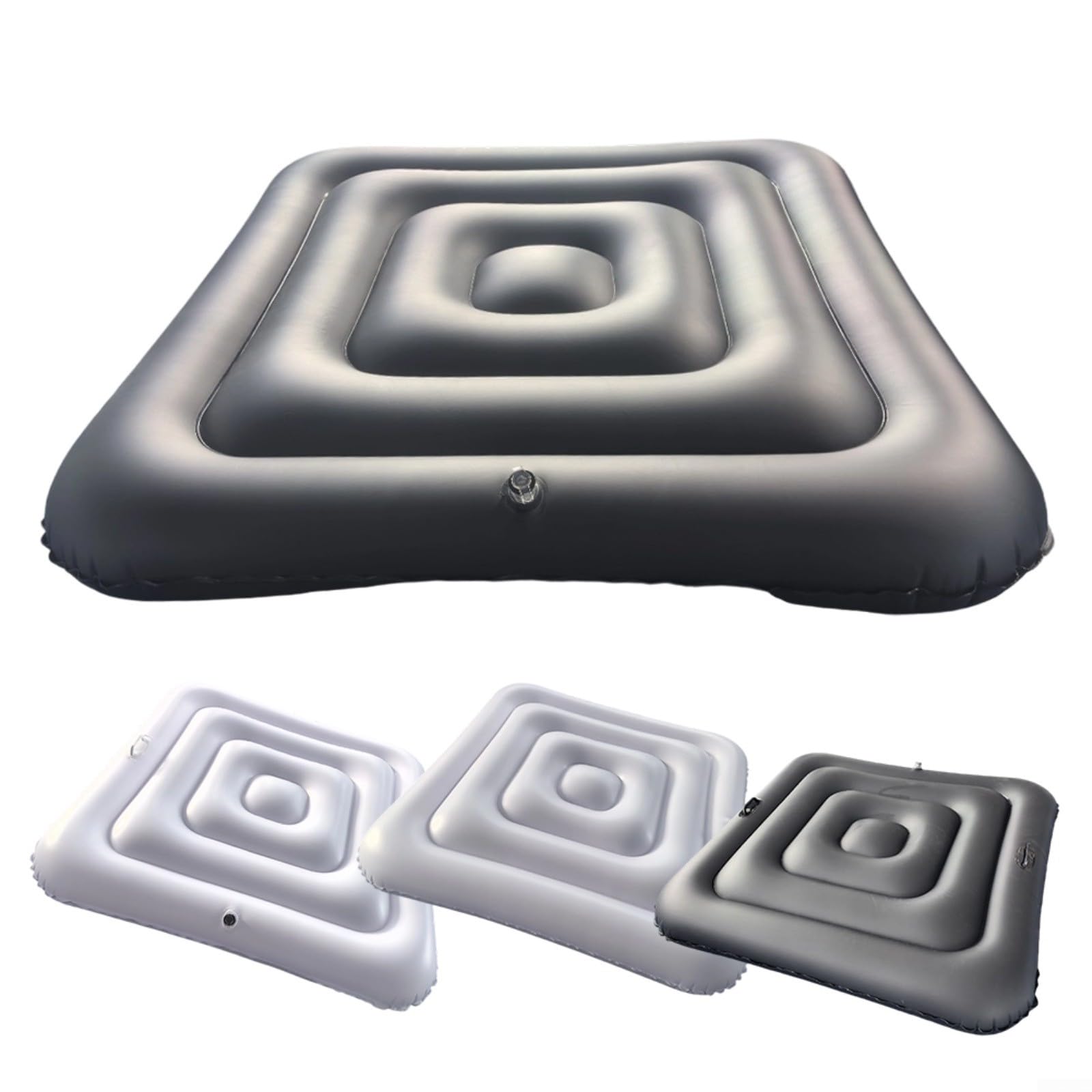 Bâche gonflable de 135 cm carrée, isolation en PVC avec valve rapide, protection thermique pour spa, protection contre les intempéries contre les feuilles et le gel, économe en énergie, 1 pièce (noir