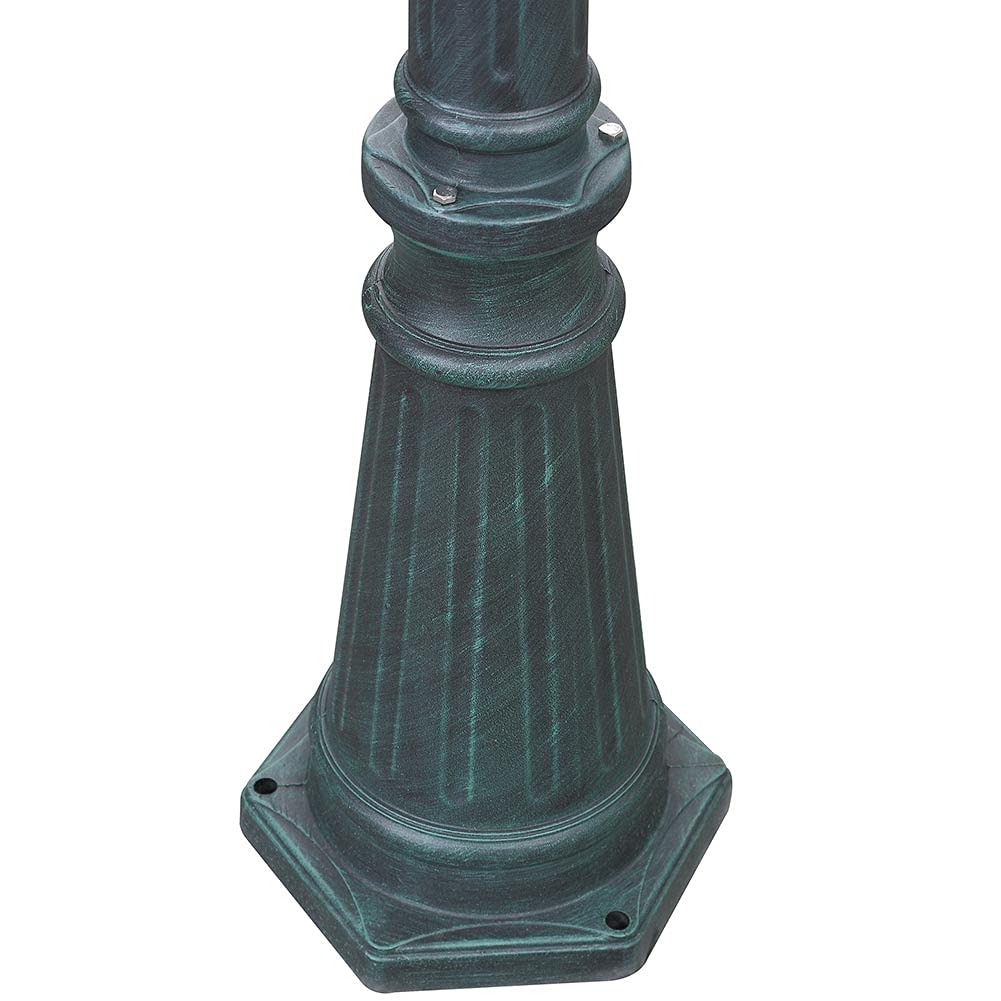 BAKAJI Lampione Vittoriano Classico da Giardino in Alluminio Lampada Lanterna Colore Grigio Finitura Anticata Verde Bronzo IP44 E27 (3 Luci 200 cm)