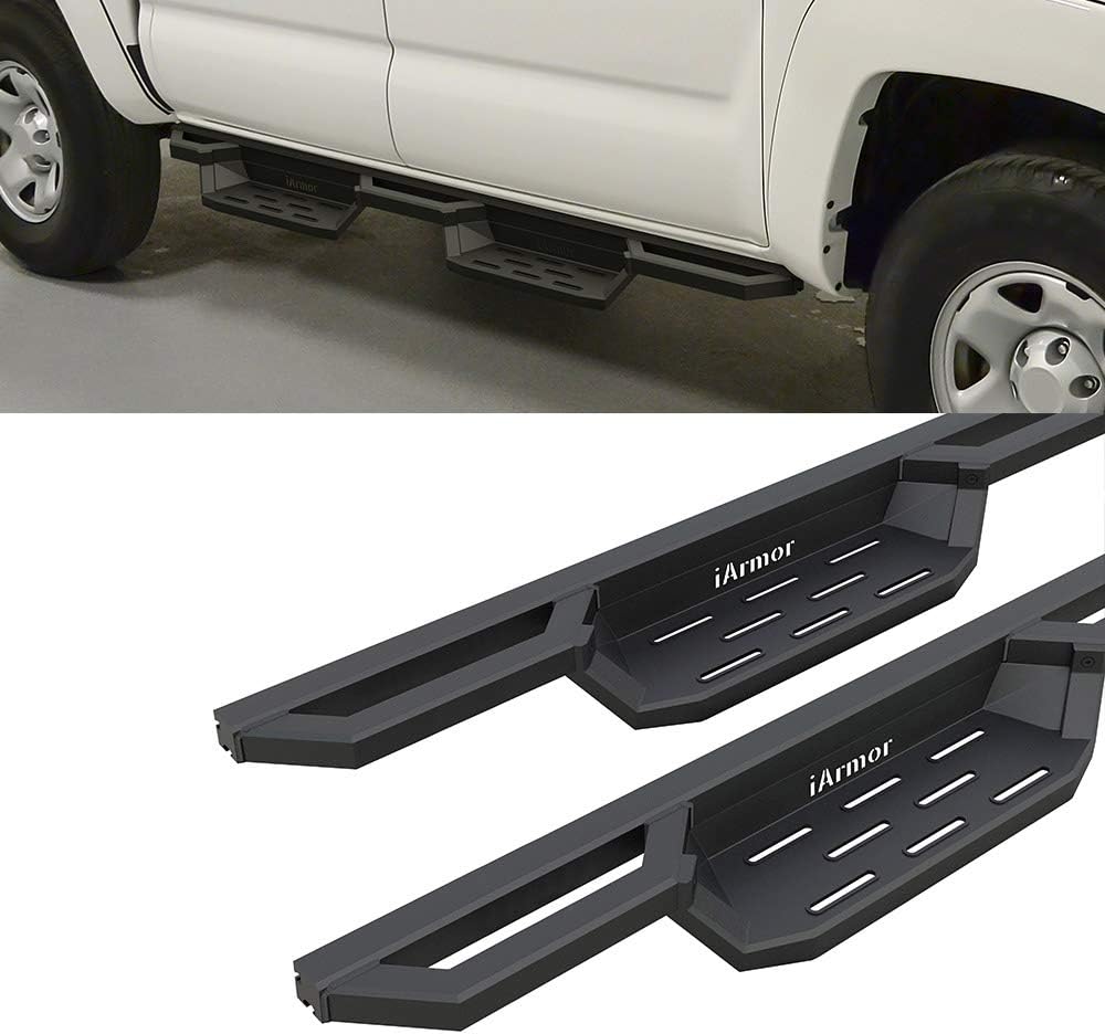 APS Aluminum Drop Steps Running Boards for Selected Toyota Tacoma Double Cab Crew Cab, Side Armor Drop Step,IA-TIIT058B,Aluminum Black