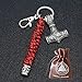 BBYOUTH Vintage Viking Mjolnir Portachiavi Intrecciata A Mano Ombrello Stringa Intrecciata All'aperto Alpinismo Auto Portachiavi Uomo Norvegese Gioielli,Black Red