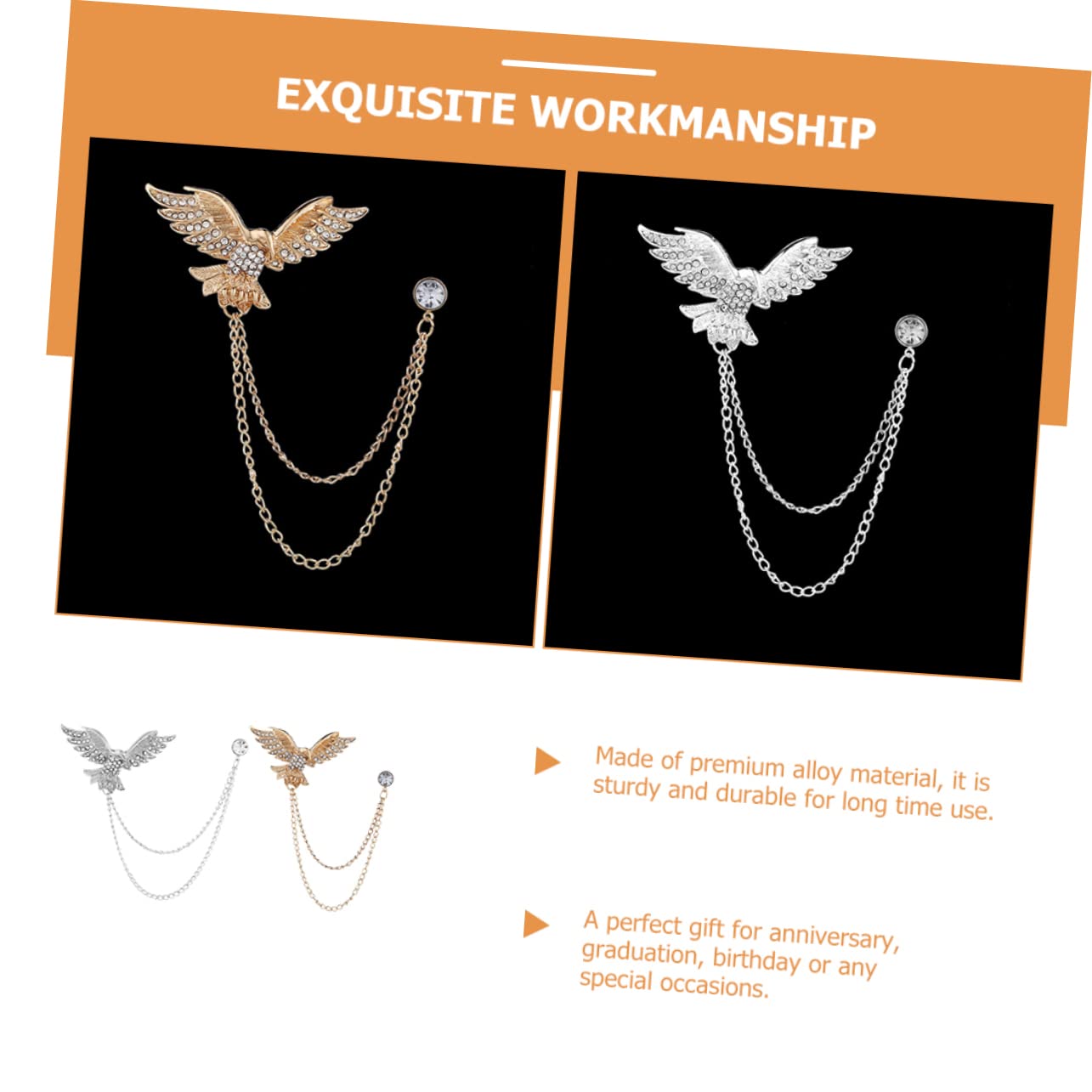 Adler Brosche Broschenclip Mit Quaste Kettenbrosche Tierbrosche Schmuck Strass-brosche Strass-kragenkette Vogel Brosche Adler Anstecknadel Brosche Für Männer