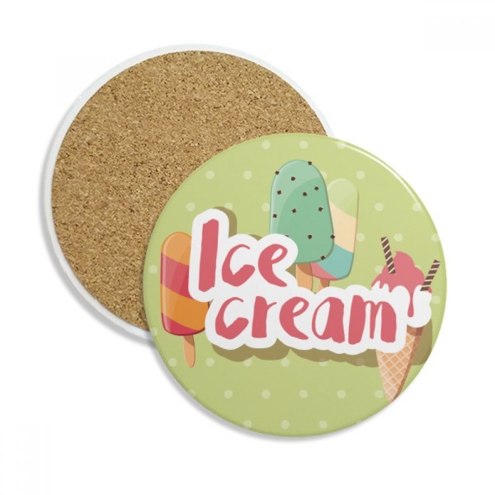 Coaster en céramique absorbant de qualité supérieure, motif crème glacée verte contemporain