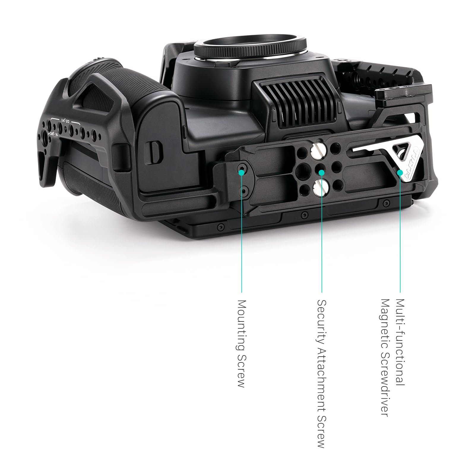Tilta BMCC 6K Cage, Cage de caméra complète Compatible avec BMCC 6K, Blackmagic Cinema Camera 6K avec Support de Montage d'accessoires pour la poignée de Batterie - Noir TA-T64-FCC-B