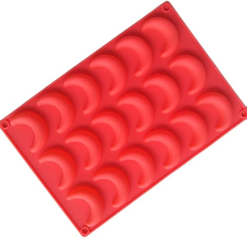 Molde de silicona de luna de 18 cavidades para pastel de chocolate, bandeja de hielo, pana, cotta, pudín de jalea y caramelo para hornear