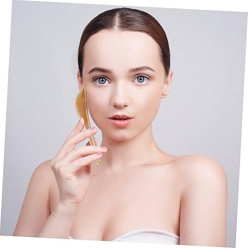 Miniatura 2 de Beaupretty Guasha - Herramienta de masaje natural, placa de cuerno de buey natural, tabla de masaje facial para cara y cuerpo, color aleatorio