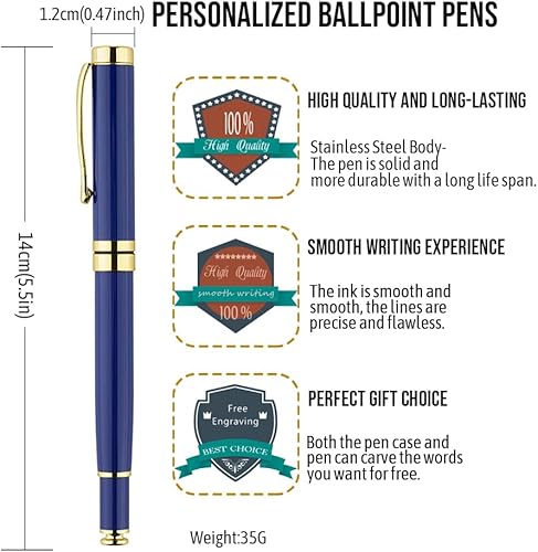 Miniatura 3 de Hdtnhi Bolígrafo personalizado con caja de regalo personalizada para hombres y mujeres, grabado gratis, bolígrafos medianos con tinta negra de 0.020
