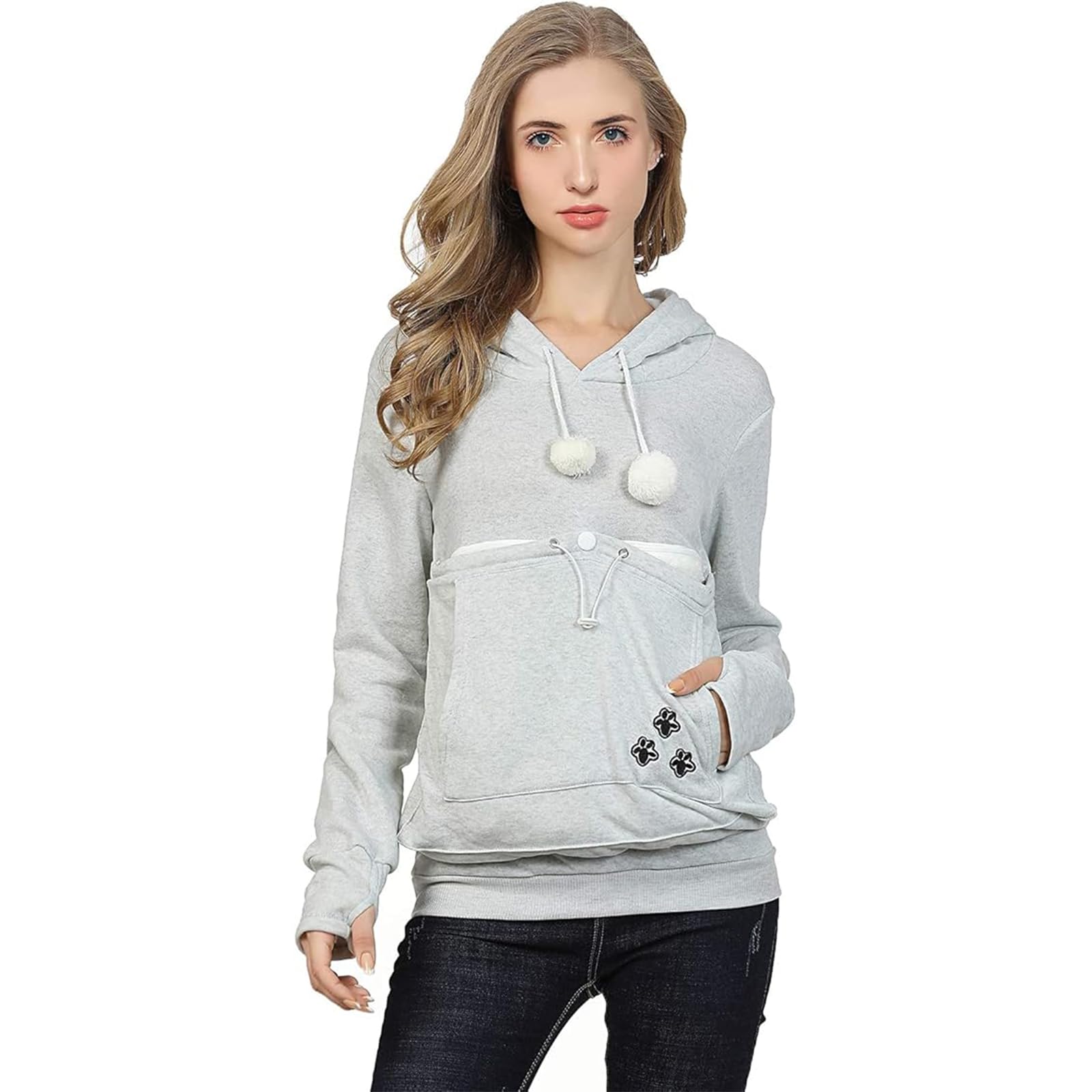 XUDREZXUDREZ Unisex Big Pouch Hoodie Long Sleeve Pet Dog Holder Carrier Sweatshirt Hooded Pocket Kangaroo