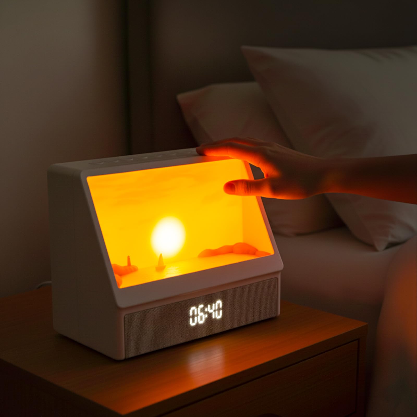 Lichtwecker Tageslichtwecker mit Fernbedienung, Bluetooth Wake Up Light Sonnenaufgang, Digital Weißes Rauschen Soundmaschine mit 6 beruhigende Klänge in 5 Helligkeit, 10 farbige Licht