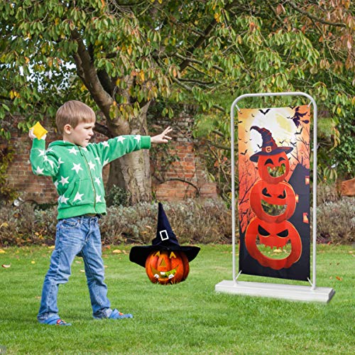 CLISPEED Halloween zitzak gooien spel kit pompoen banner met 3 zitzakken, Halloween party spellen indoor outdoor plezier - Image 4