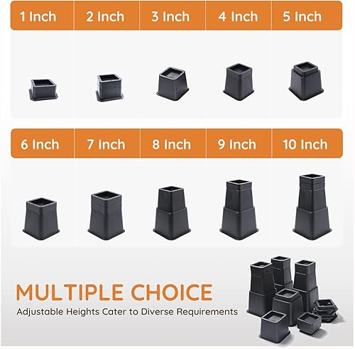 Miniatura 2 de Elevadores de cama, elevadores de muebles de gran tamaño, 12345678910 pulgadas, bloques de elevación ajustables para cama, sofá, escritorio, sofá,