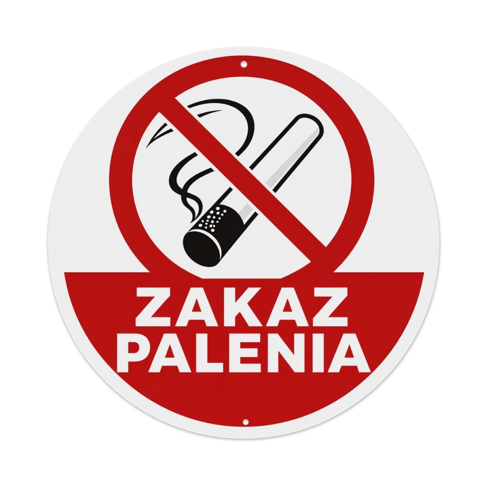 No Smoking Sign Red White Round Tin Sign Vintage Metal Poster, Home Bar Garage Man Cave Cafe Indoor & Outdoor Wall Decoration 8x8Inches