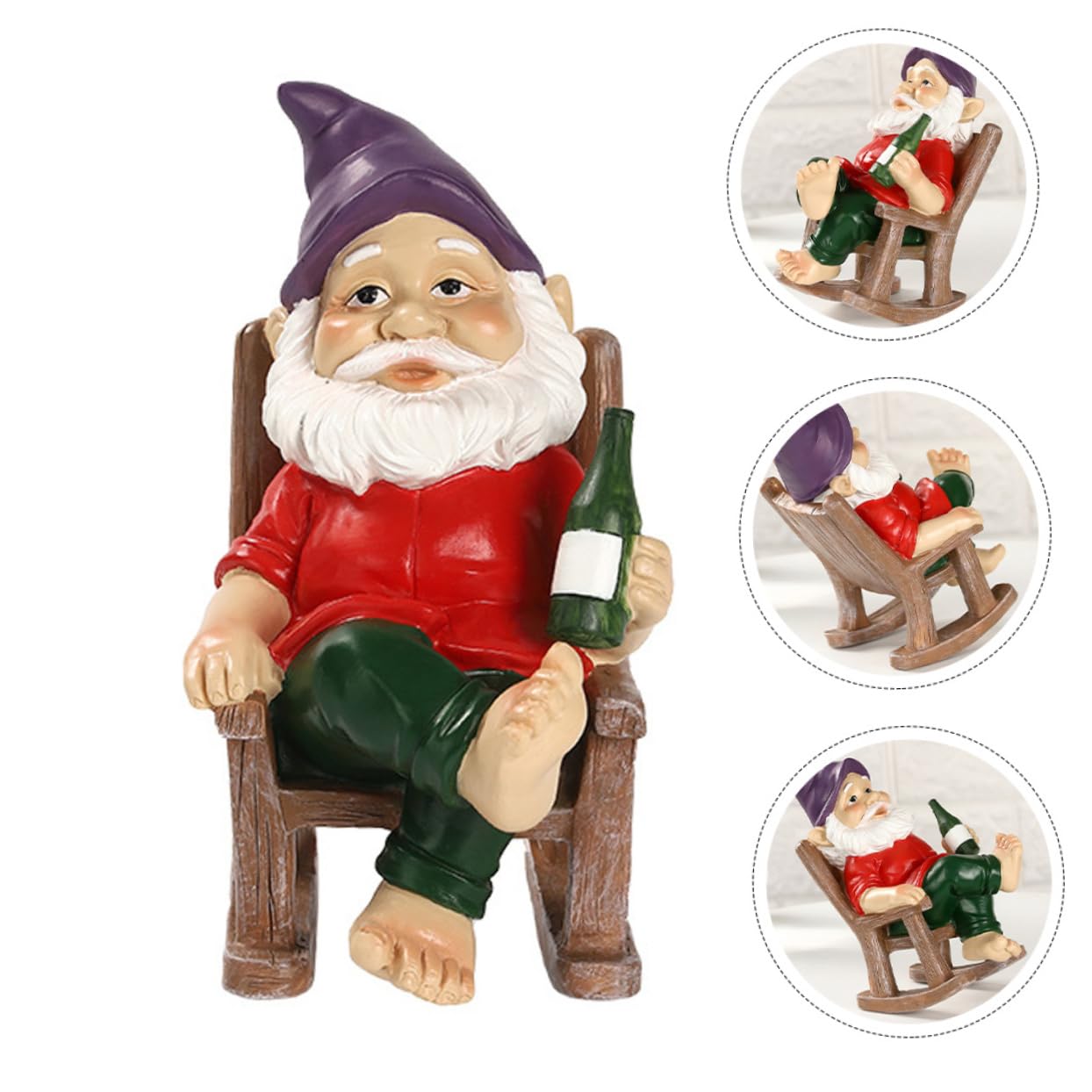 Toddmomy 2 Stück Gartenfigur mit Schaukelstuhl Lustige Dekoration für Außenbereich Harzkunst für Gartenliebhaber Deko für Garten und Terrasse
