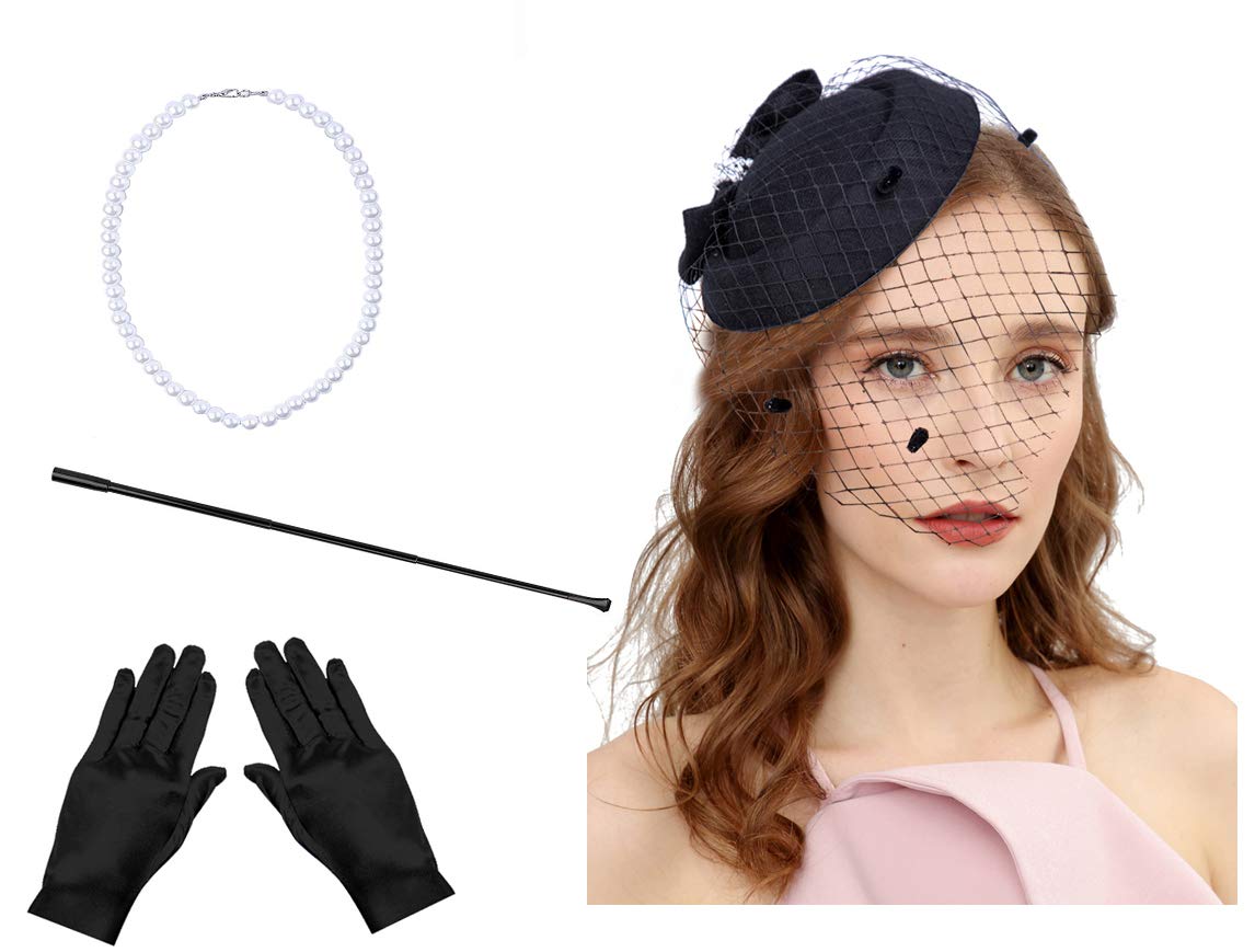 CizoeFascinators Hats 20s 50s Hat Pillbox Hat Cocktail Tea Party Headwear with Veil for Girls and Women