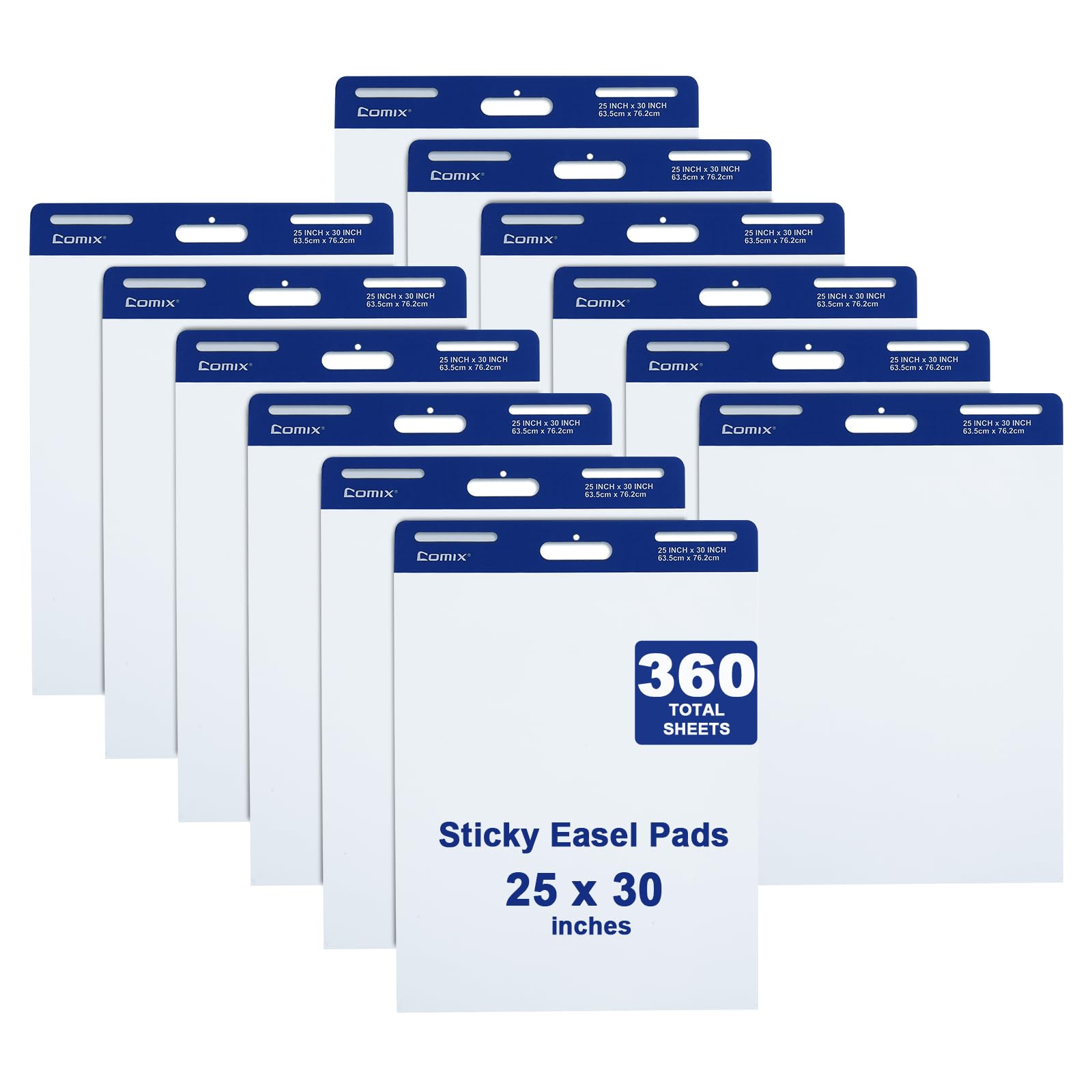 Comix Sticky Easel Pad, 25 x 30 Inch Flip Chart, 30 Sheets/Pad, 12 Pads