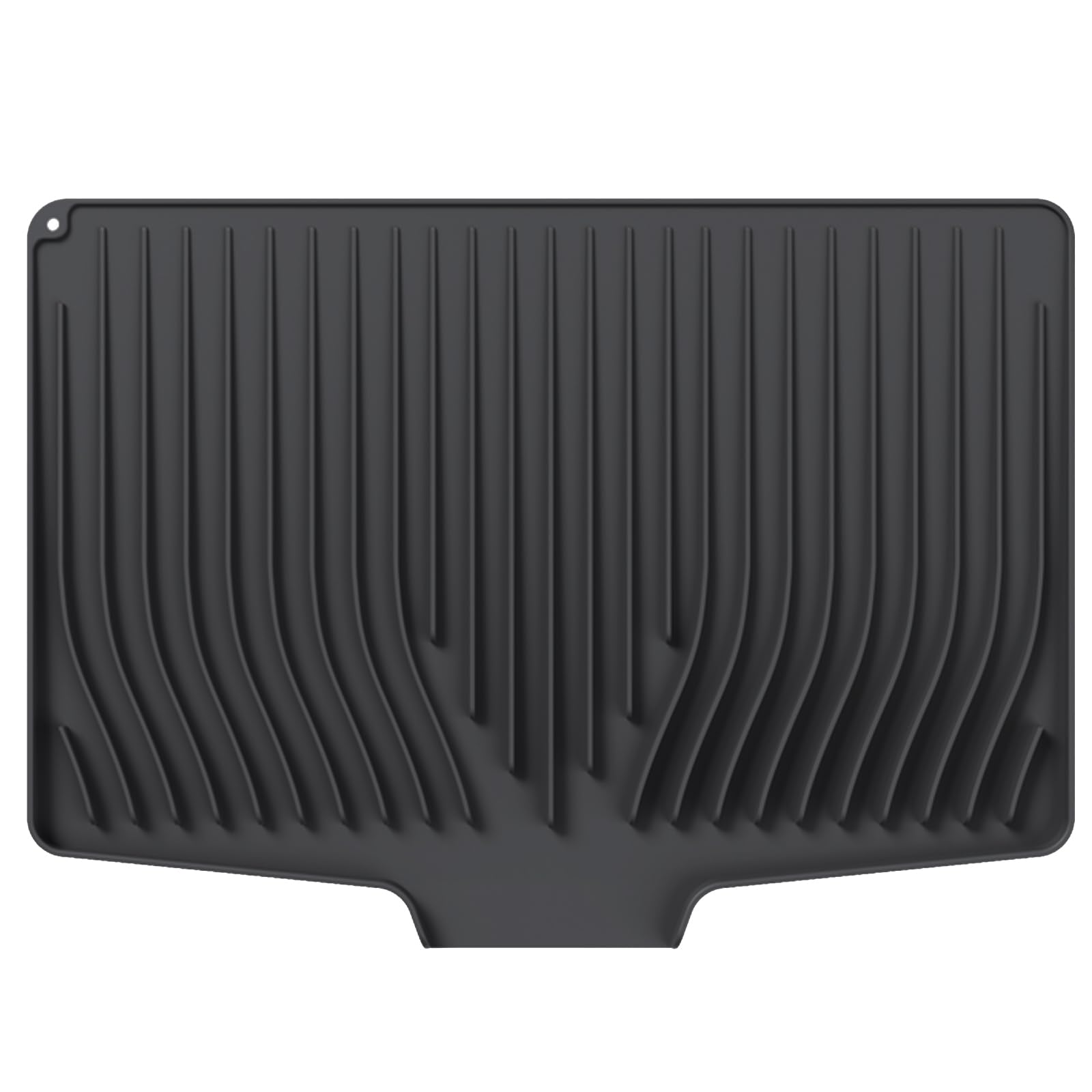 Large 18.9"x13.58" Silicone Dish Drying Mat Draining Board Mats Sink Drainer Mat Drying Coaster Collapsible Non-Slip No-Spill 446°F Heat Resistant for Kitchen Counter Countertops Worktop Saver (Black)