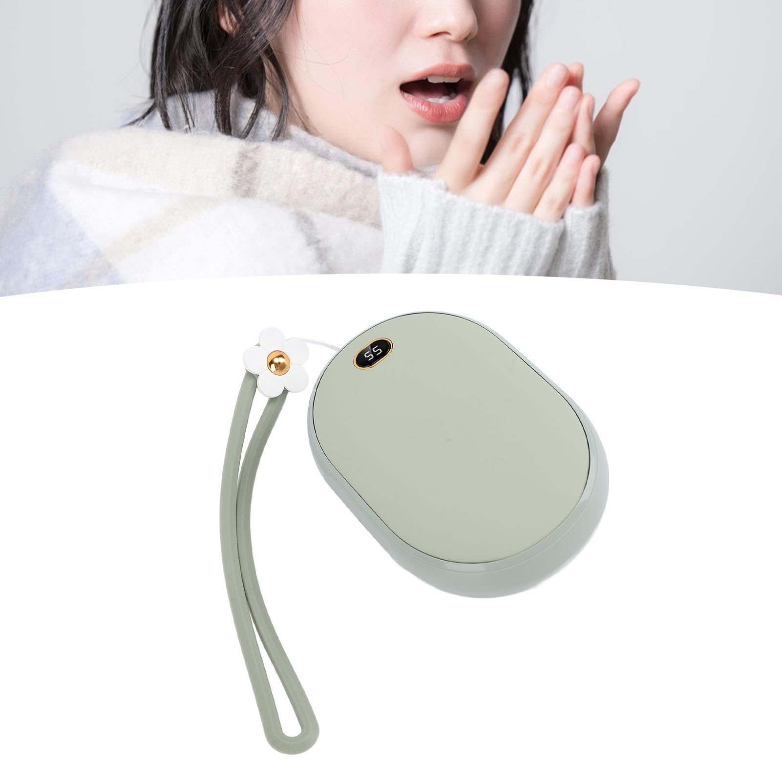 Dilwe Scaldamani USB con Display LED, 2 Temperature Regolabili, Riscaldamento su Entrambi i Lati, Power Bank da 10000 mAh, Riscaldatore Tascabile