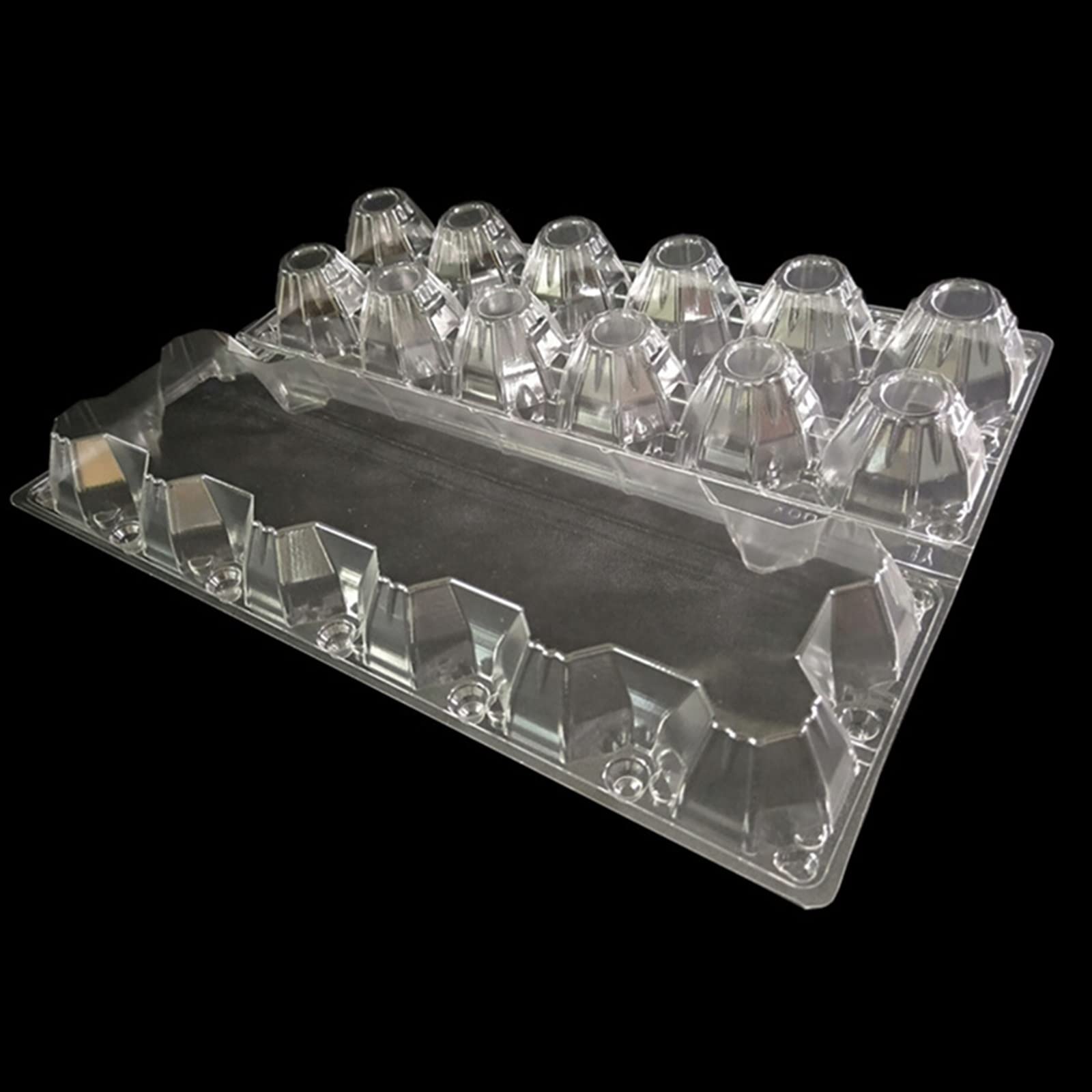 Cubo de Huevos para refrigerador Cartones de Huevos 50 Paquetes, Soporte de cartón de Huevos de plástico para 12 Huevos Soporte de Bandeja de Huevos Transparente Almacenamiento de Huevos de Pollo