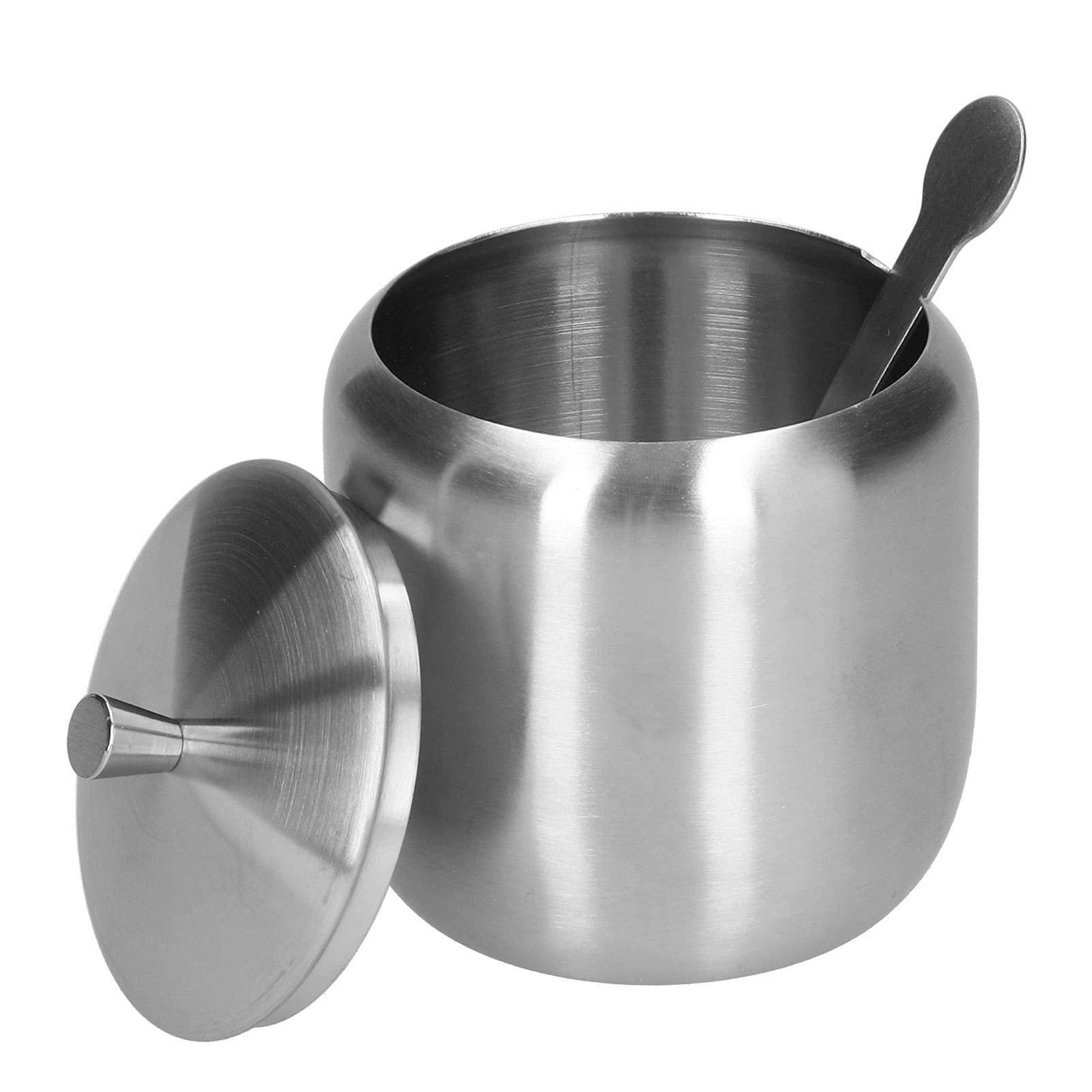 LIZEALUCKY 370ML stainless steel sugar bowl with lid and spoon, seasoning and spice bowl, apple shaped condiment container, home and kitchen